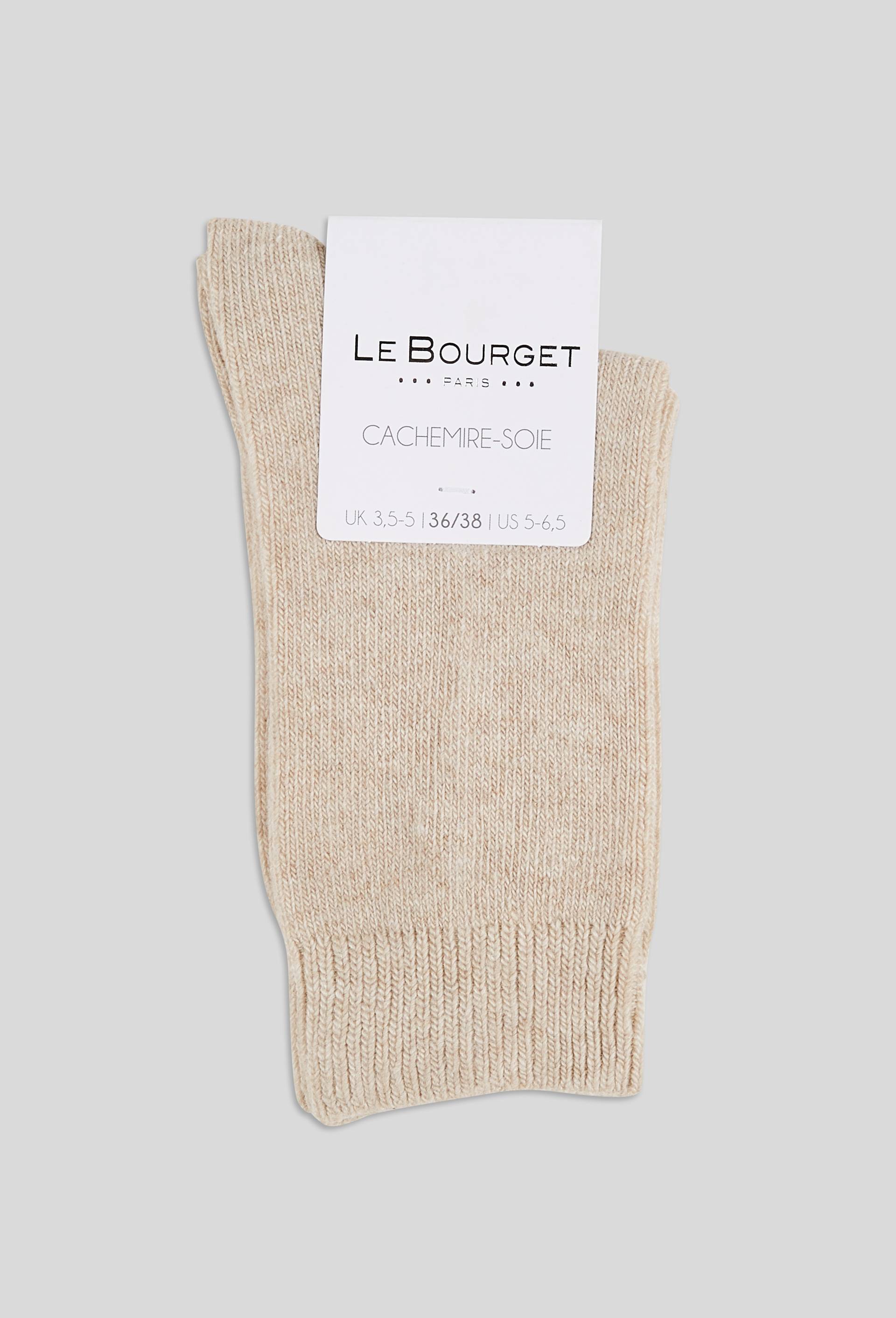 Paire de chaussettes &agrave; c&ocirc;tes en m&eacute;lange cachemire et soie Le Bourget, Beige, swatch image