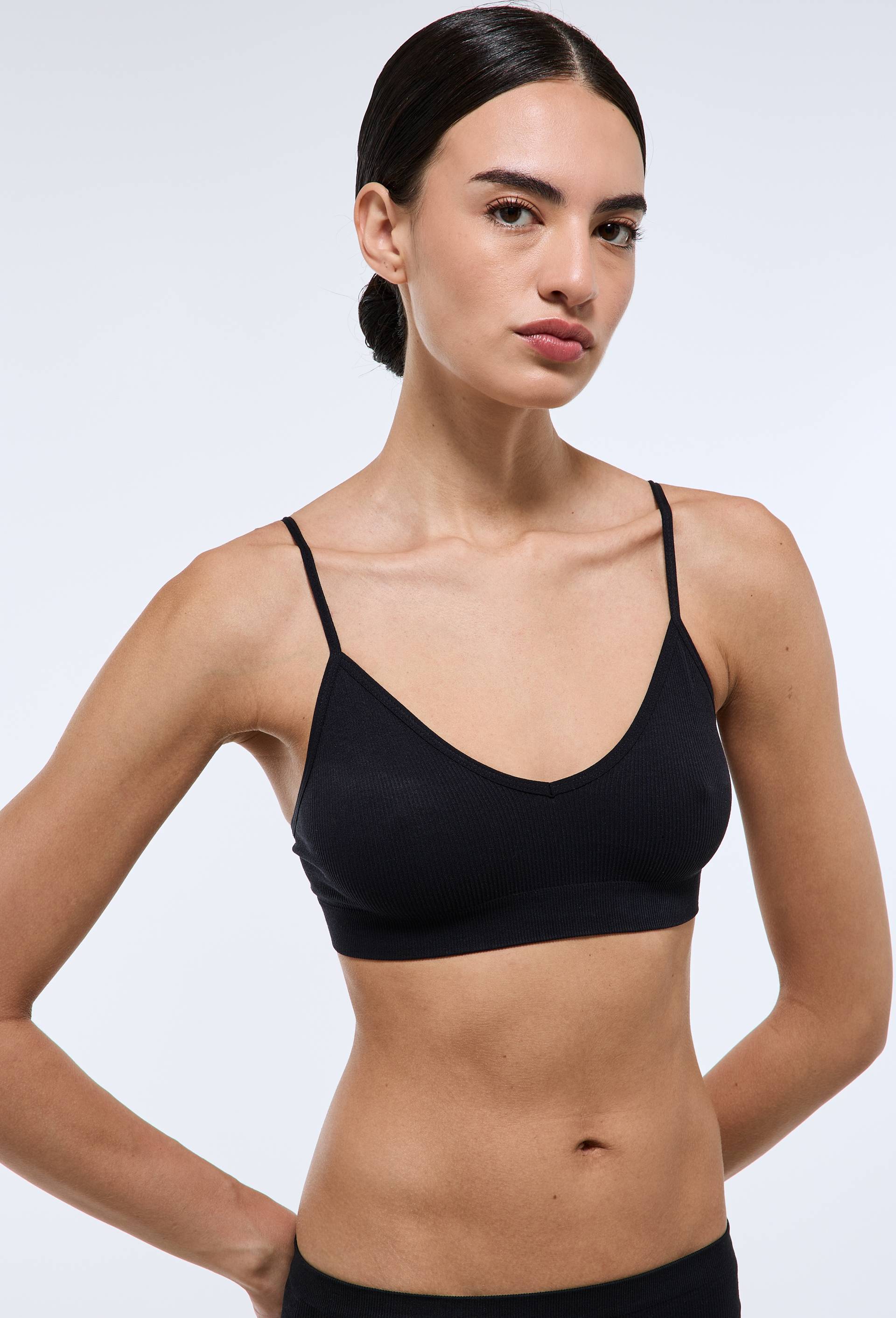 Lot de 2 brassi&egrave;res GABRIELLE sans coutures, Noir, large image number 1