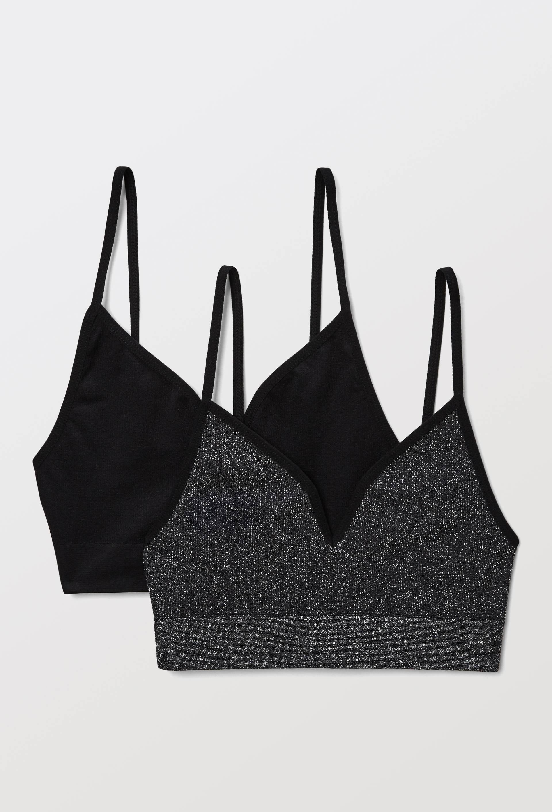 Lot de 2 brassi&egrave;res sans coutures avec fils m&eacute;tallis&eacute;s, Noir, large image number 0