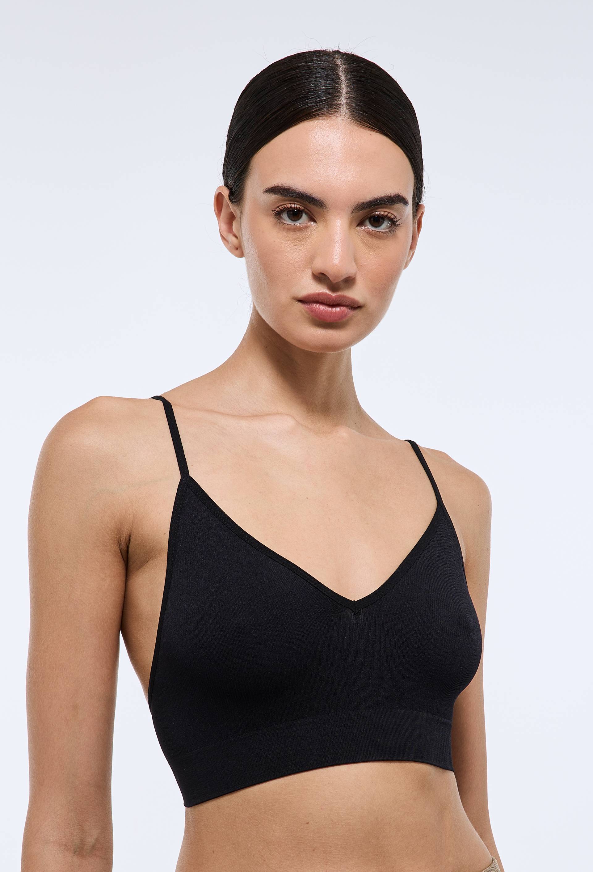 Lot de 2 brassi&egrave;res sans coutures avec fils m&eacute;tallis&eacute;s, Noir, large image number 1.0