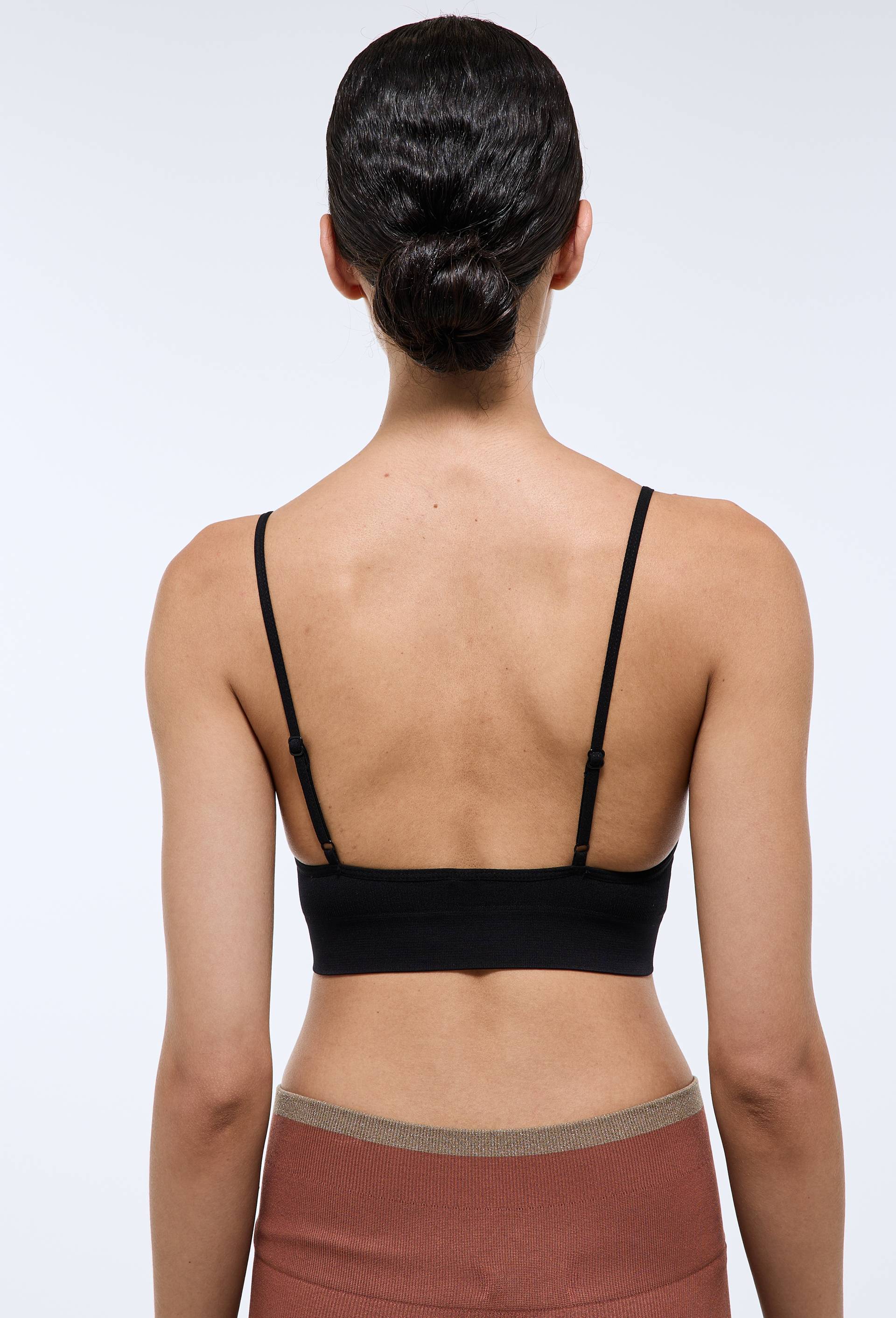 Lot de 2 brassi&egrave;res sans coutures avec fils m&eacute;tallis&eacute;s, Noir, large image number 2