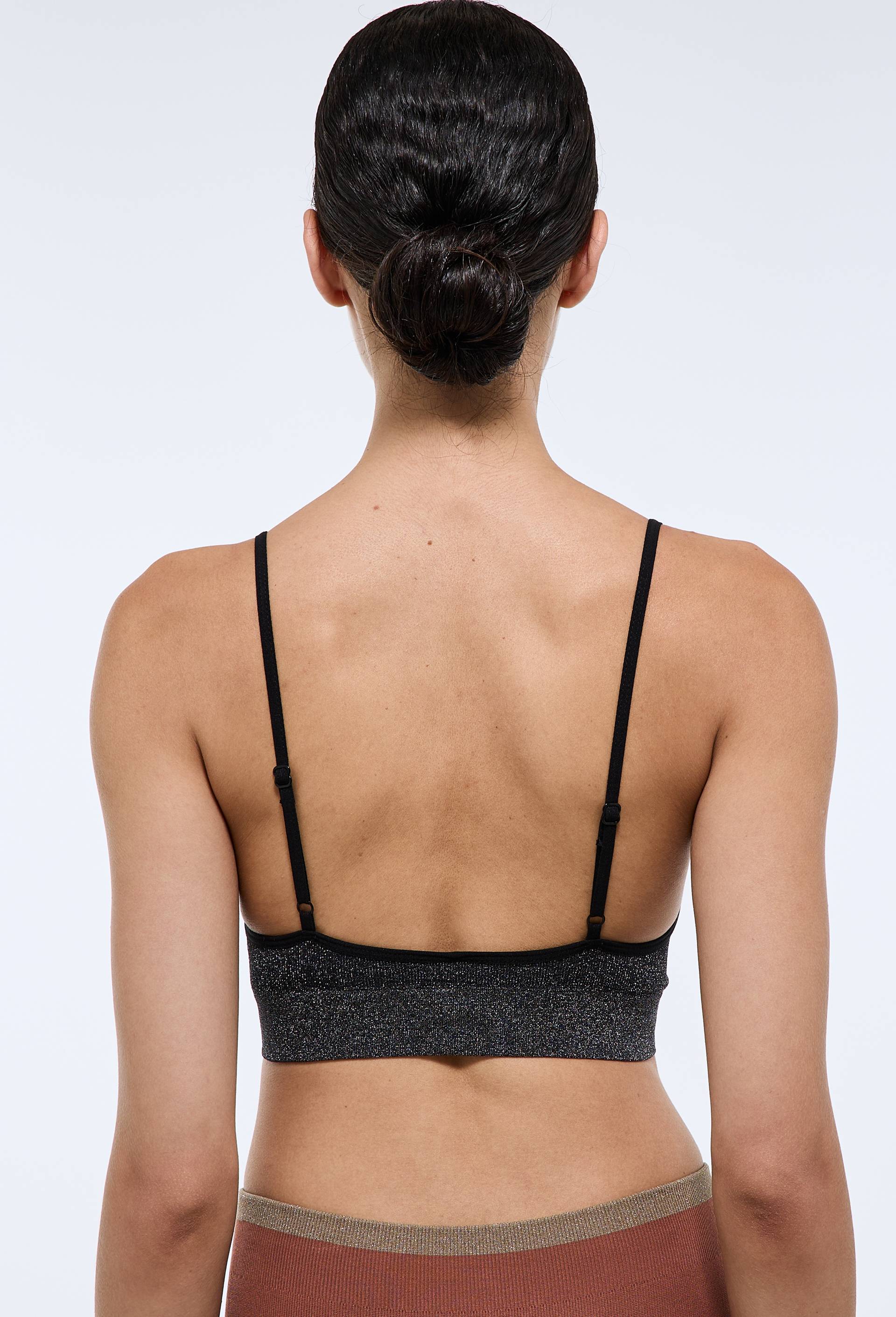 Lot de 2 brassi&egrave;res sans coutures avec fils m&eacute;tallis&eacute;s, Noir, large image number 4