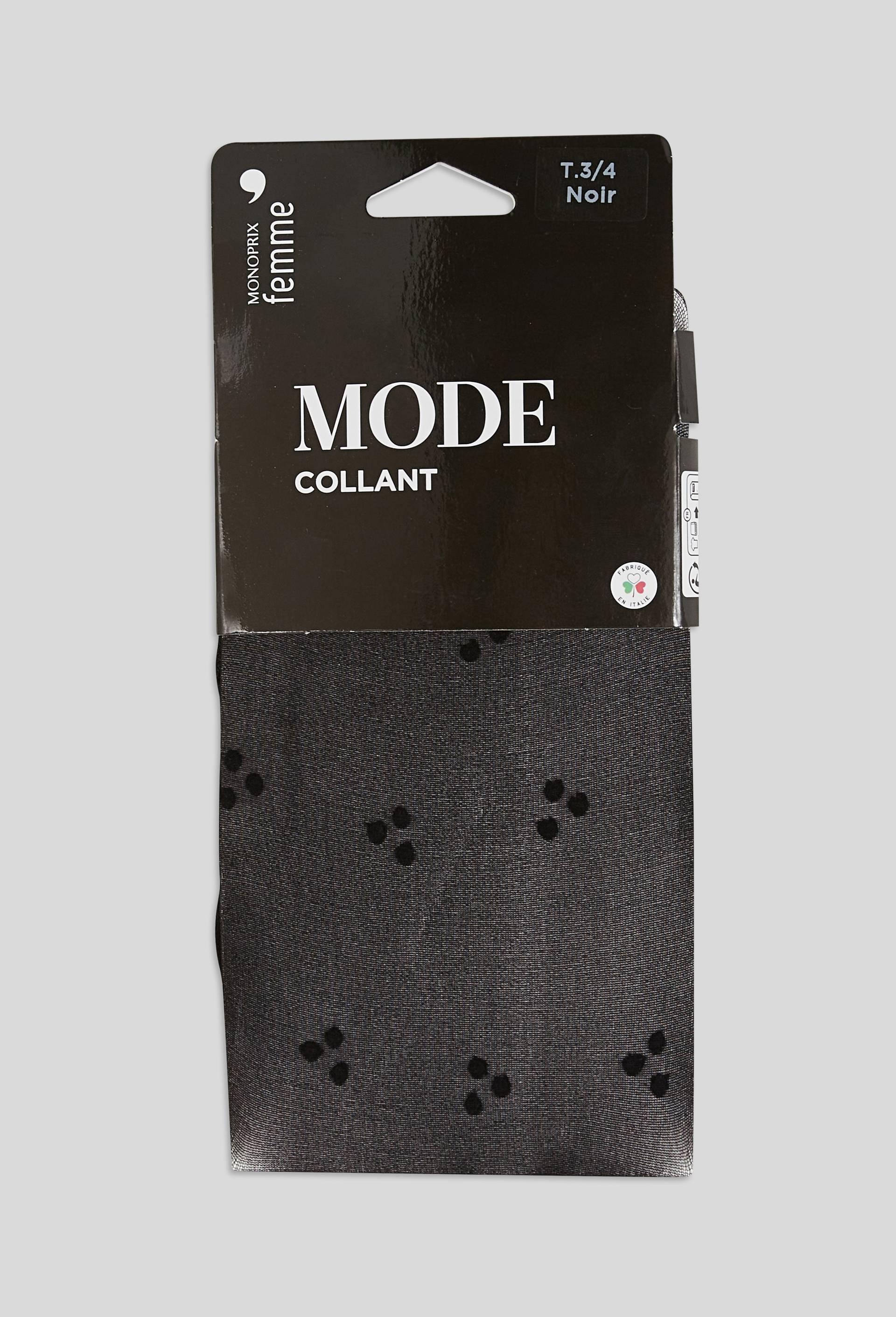 Paire de collants fantaisie MONOPRIX, Noir, large image number 0