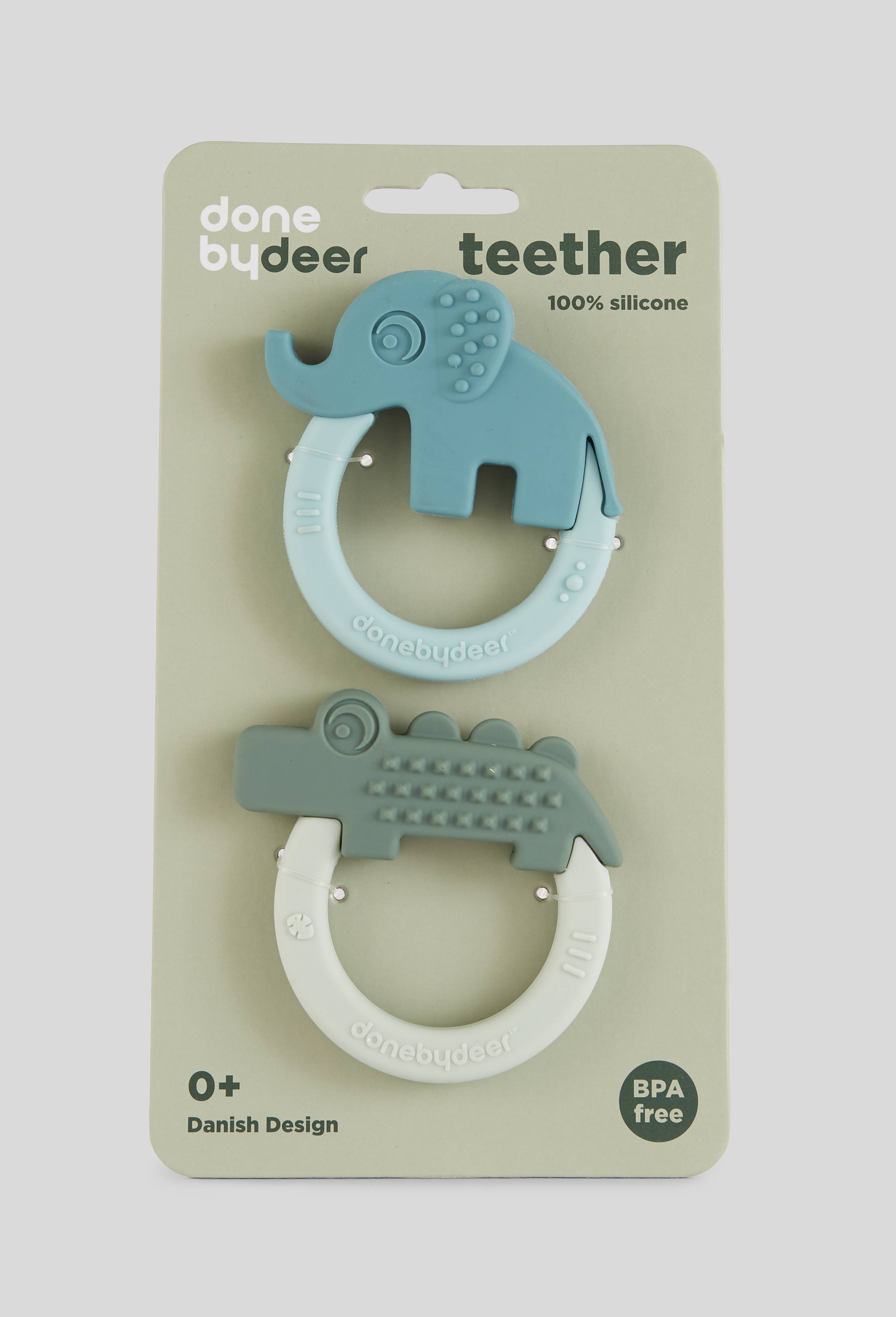 Lot de 2 anneaux de dentition en silicone Deer friends, Vert, large image number 0
