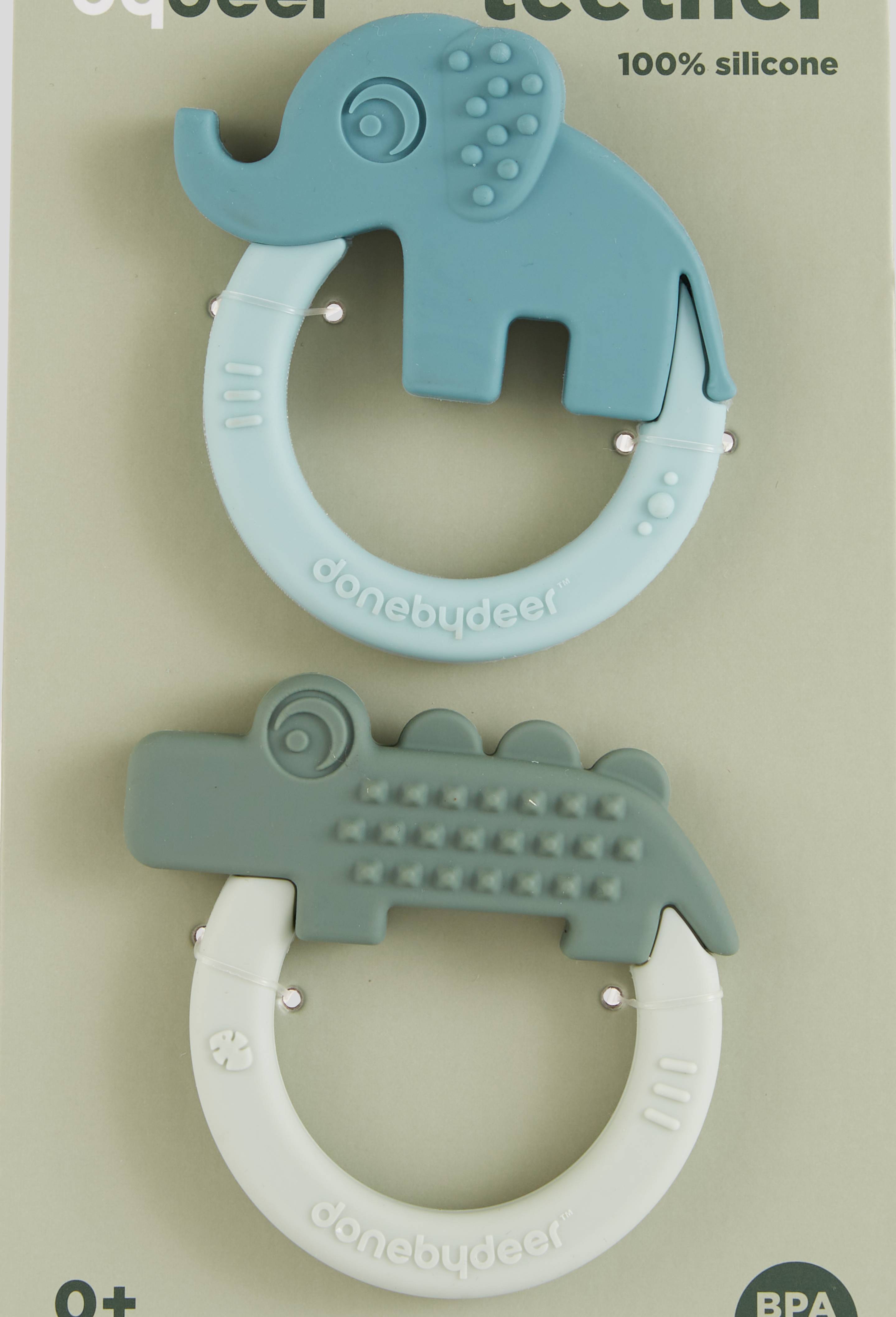Lot de 2 anneaux de dentition en silicone Deer friends, Vert, large image number 1