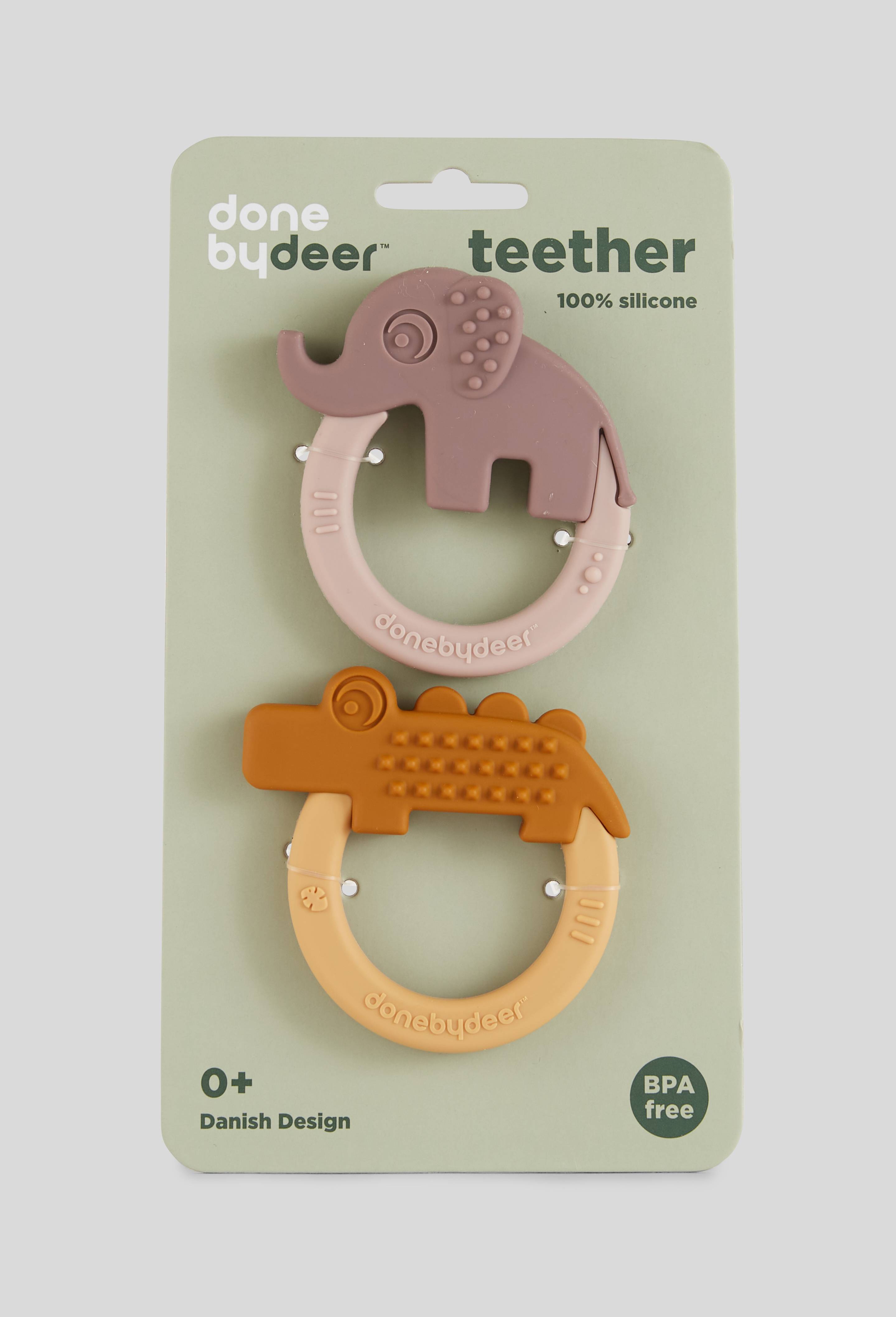 Lot de 2 anneaux de dentition en silicone Deer friends, Rose clair, swatch image