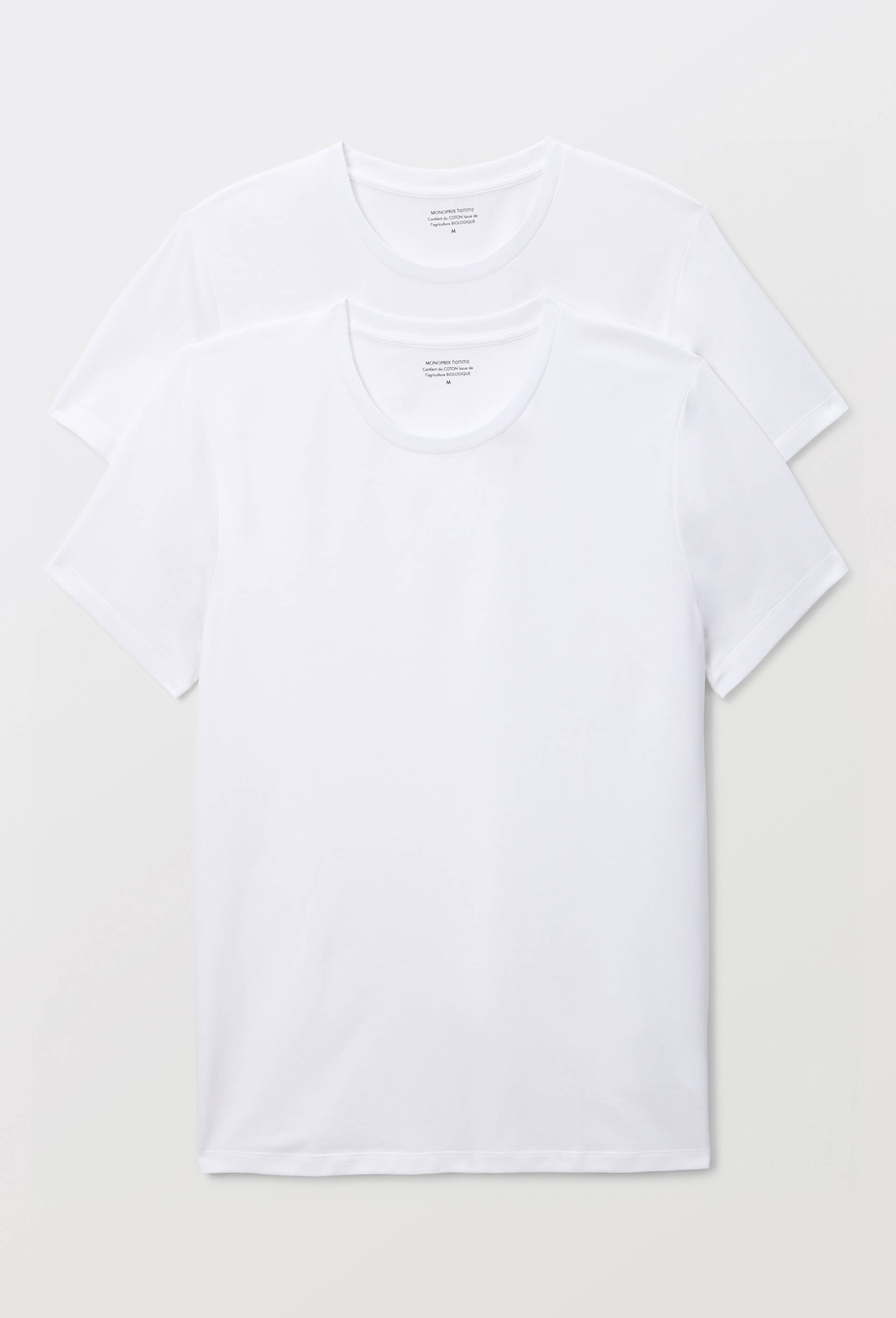 Lot de 2 t-shirts col rond en coton BIO GOTS, Blanc, large image number 0.0