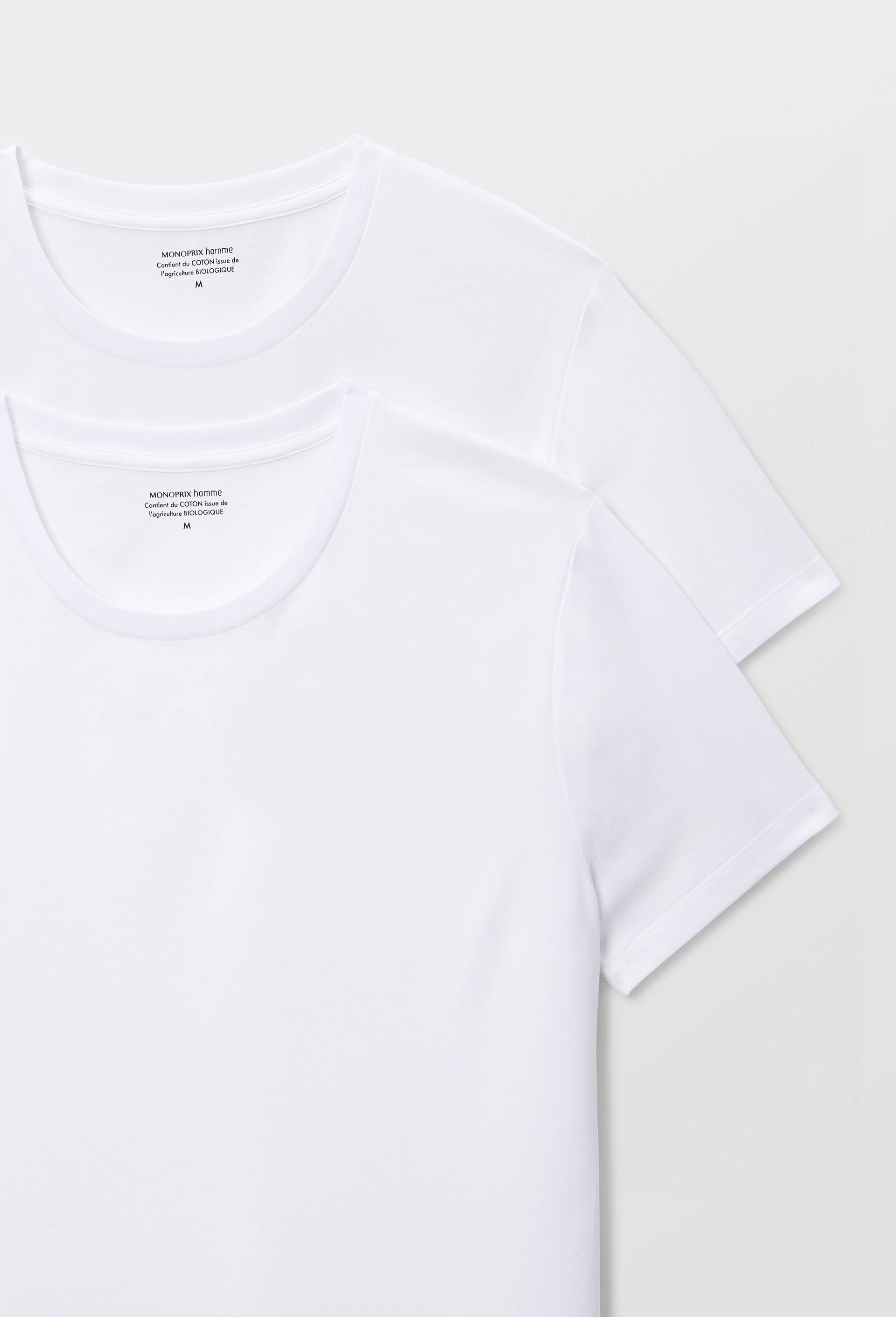 Lot de 2 t-shirts col rond en coton BIO GOTS, Blanc, large image number 2