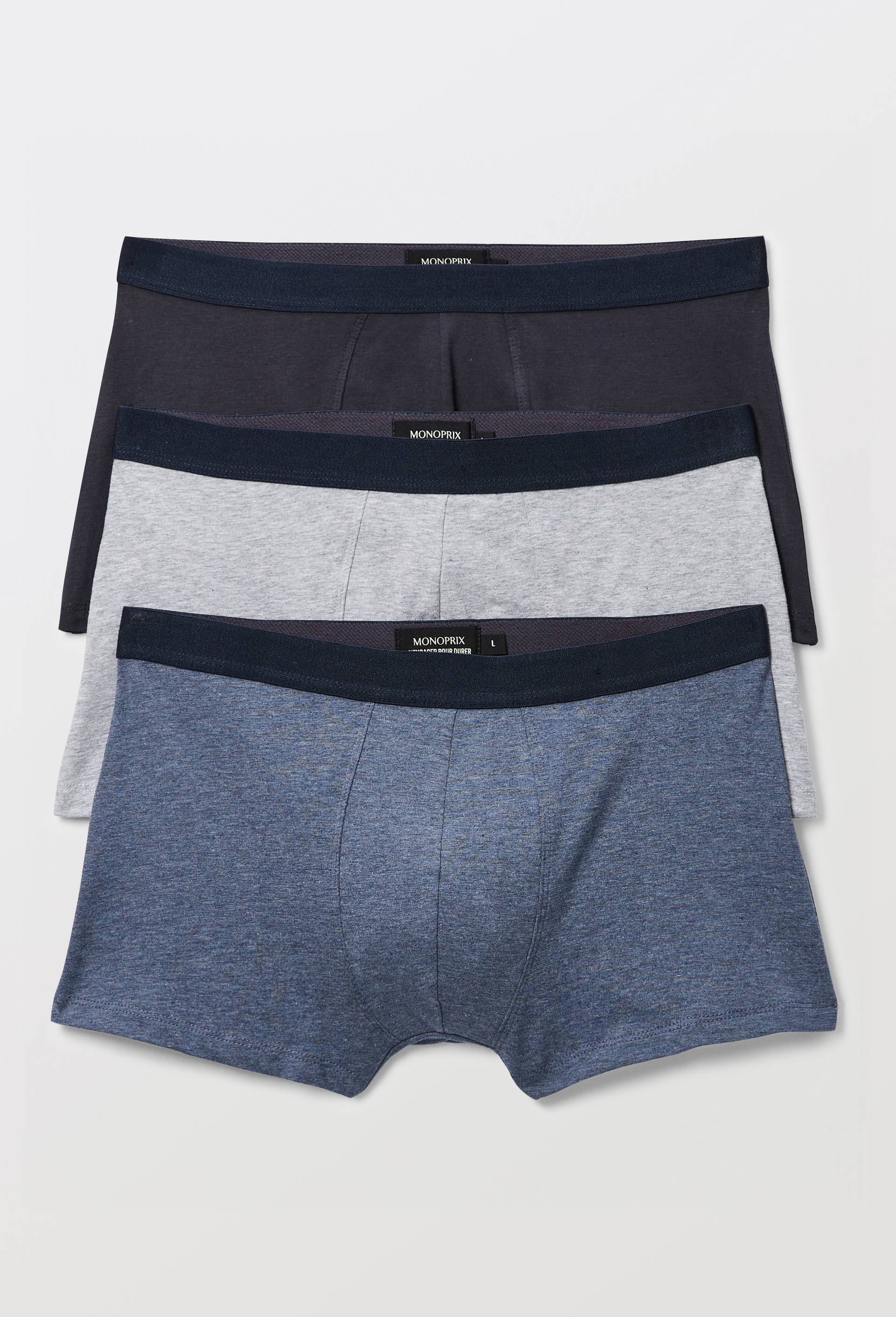 Lot de 3 boxers en coton BIO GOTS, Gris, large image number 0