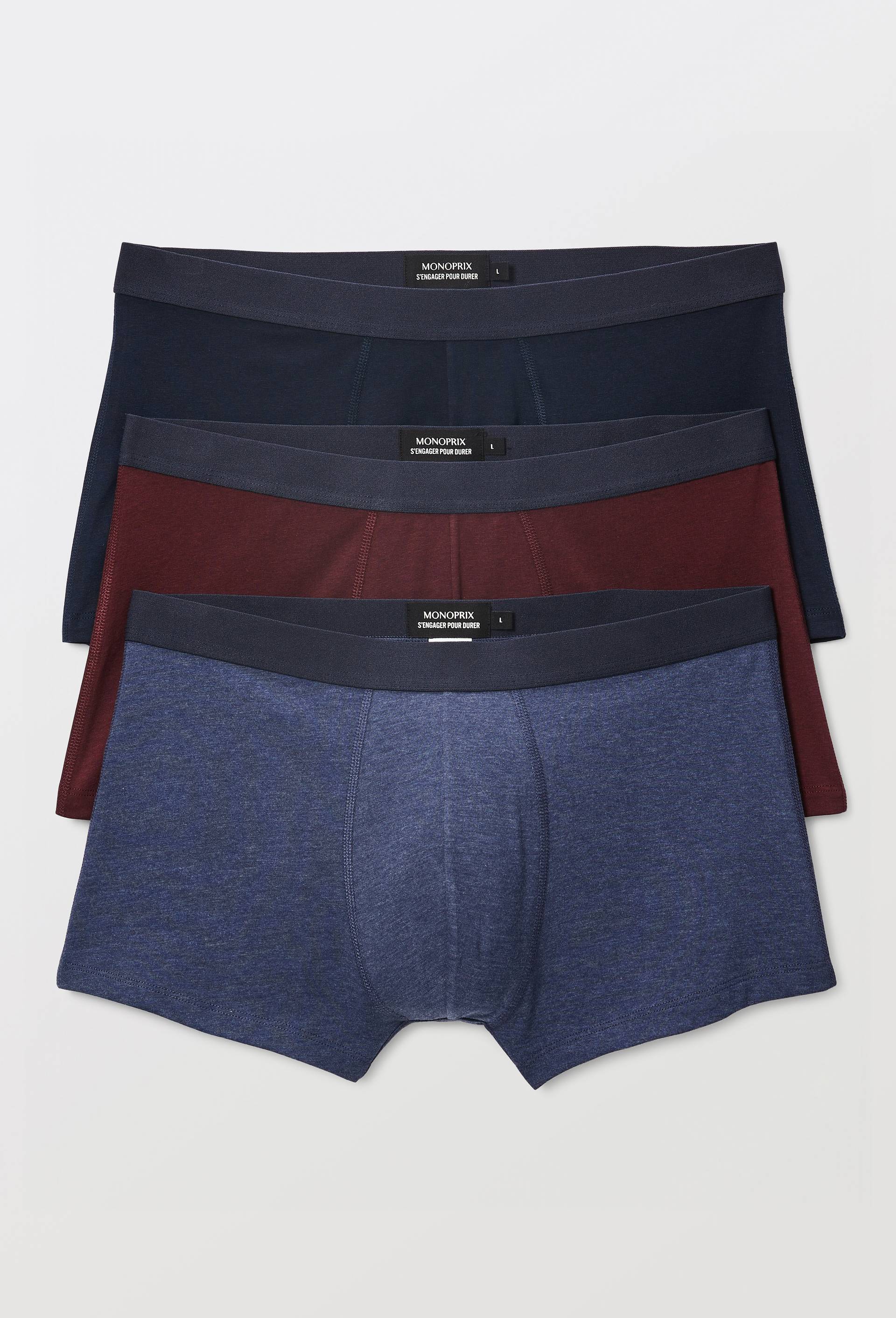 Lot de 3 boxer en coton BIO GOTS, Bleu fonc&eacute;, large image number 0.0