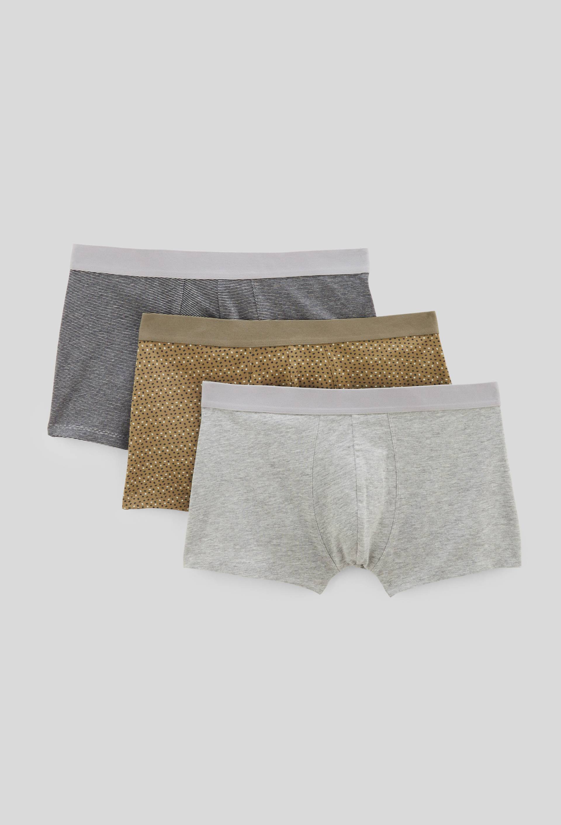 Lot de 3 boxers &agrave; rayures & &agrave; pois en coton BIO GOTS, Vert fonc&eacute;, large image number 0