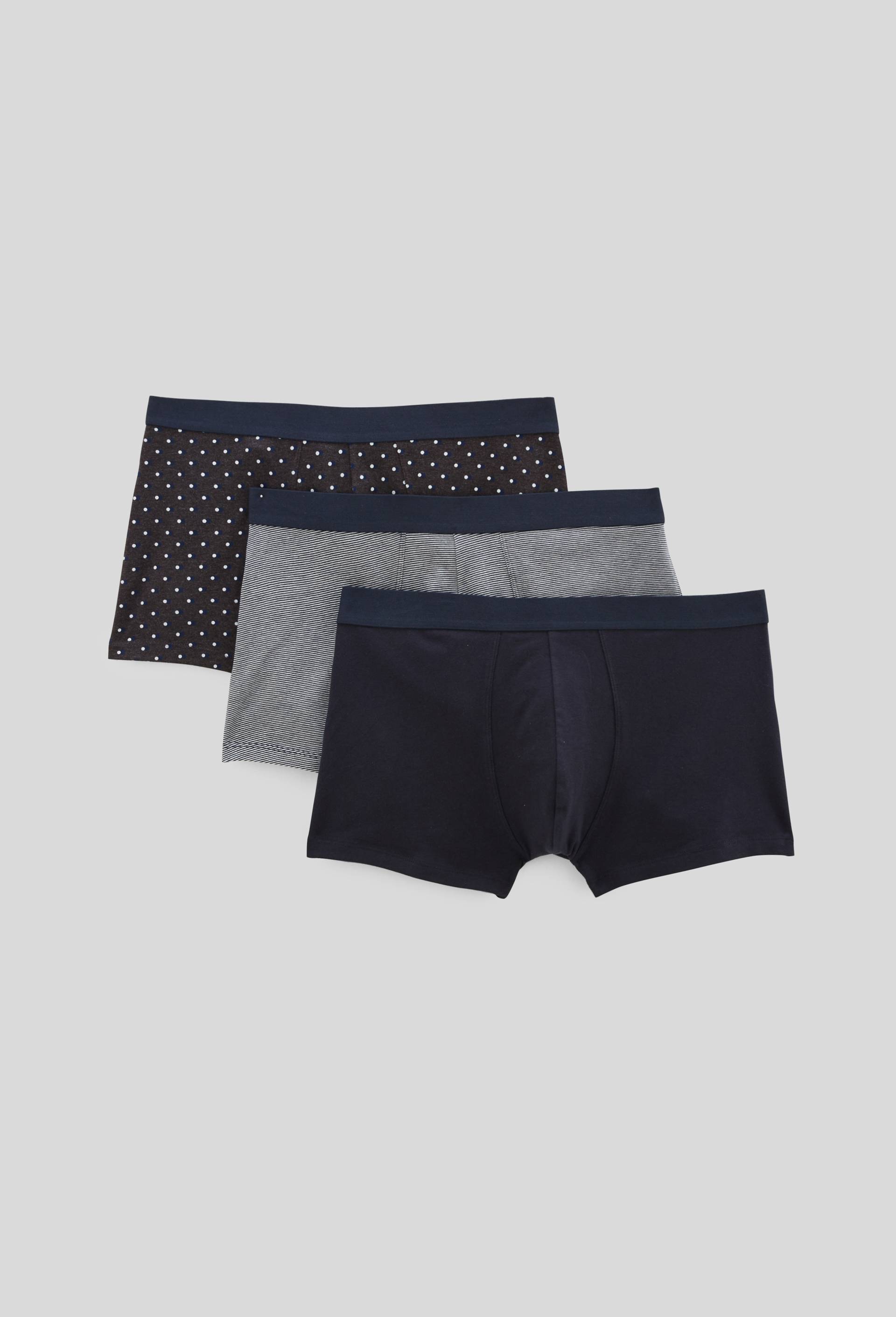 Lot de 2 caleçons à rayures & à pois en coton BIO GOTS, Gris foncé, swatch image