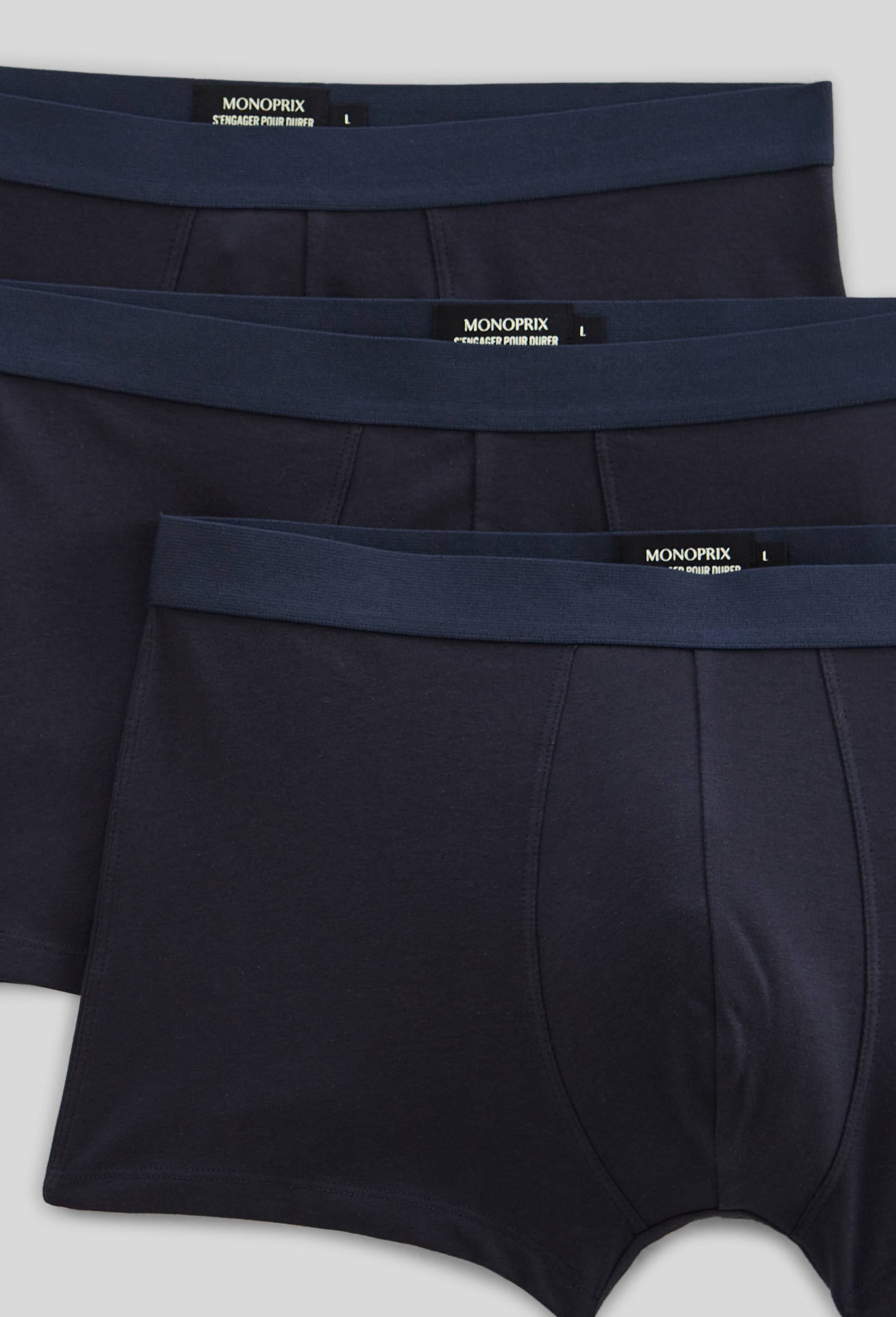 Lot de 3 boxers en coton BIO GOTS, Bleu fonc&eacute;, large image number 1