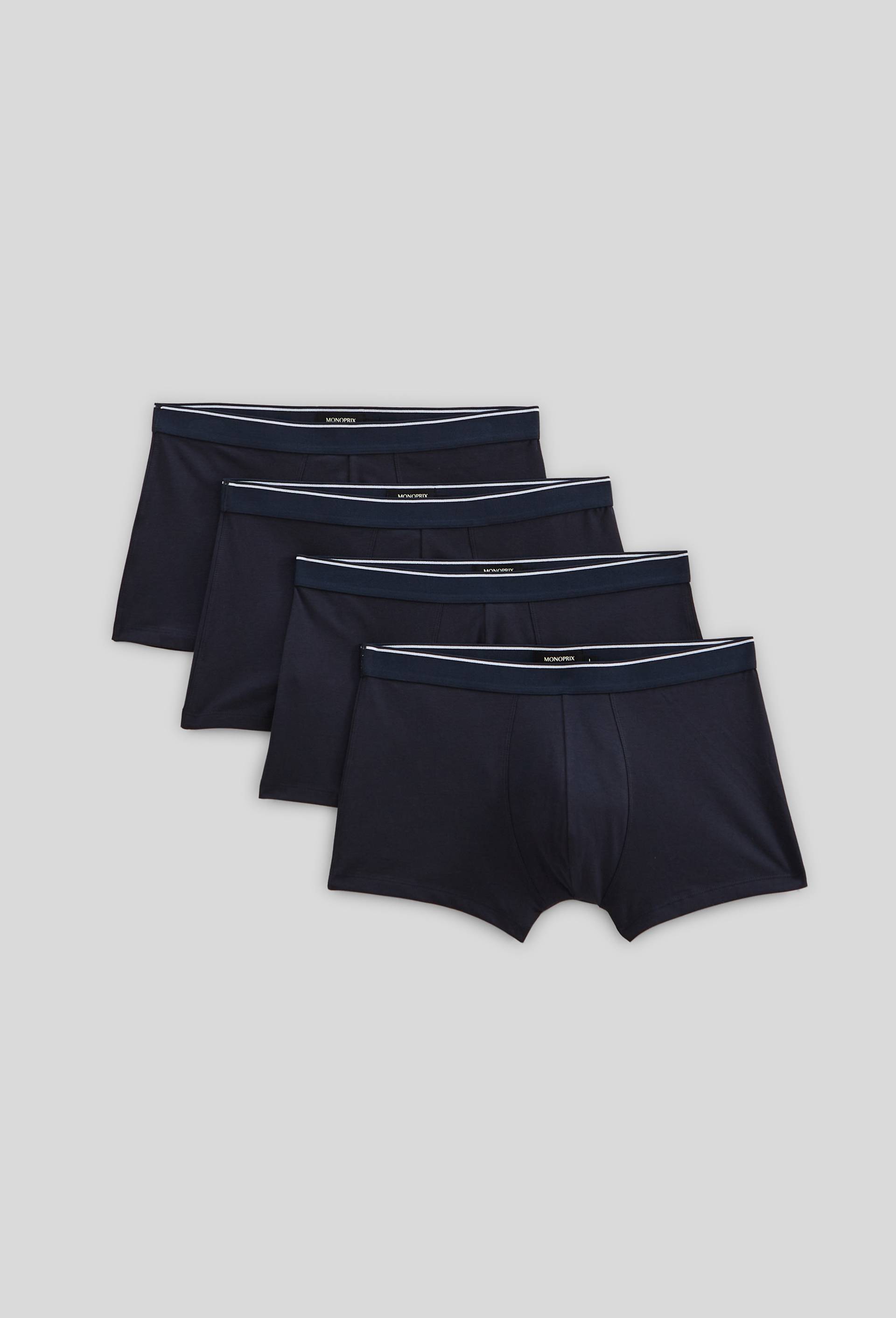 Lot de 4 boxers en coton bio, certifi&eacute; OEKO-TEX, Bleu fonc&eacute;, large image number 0