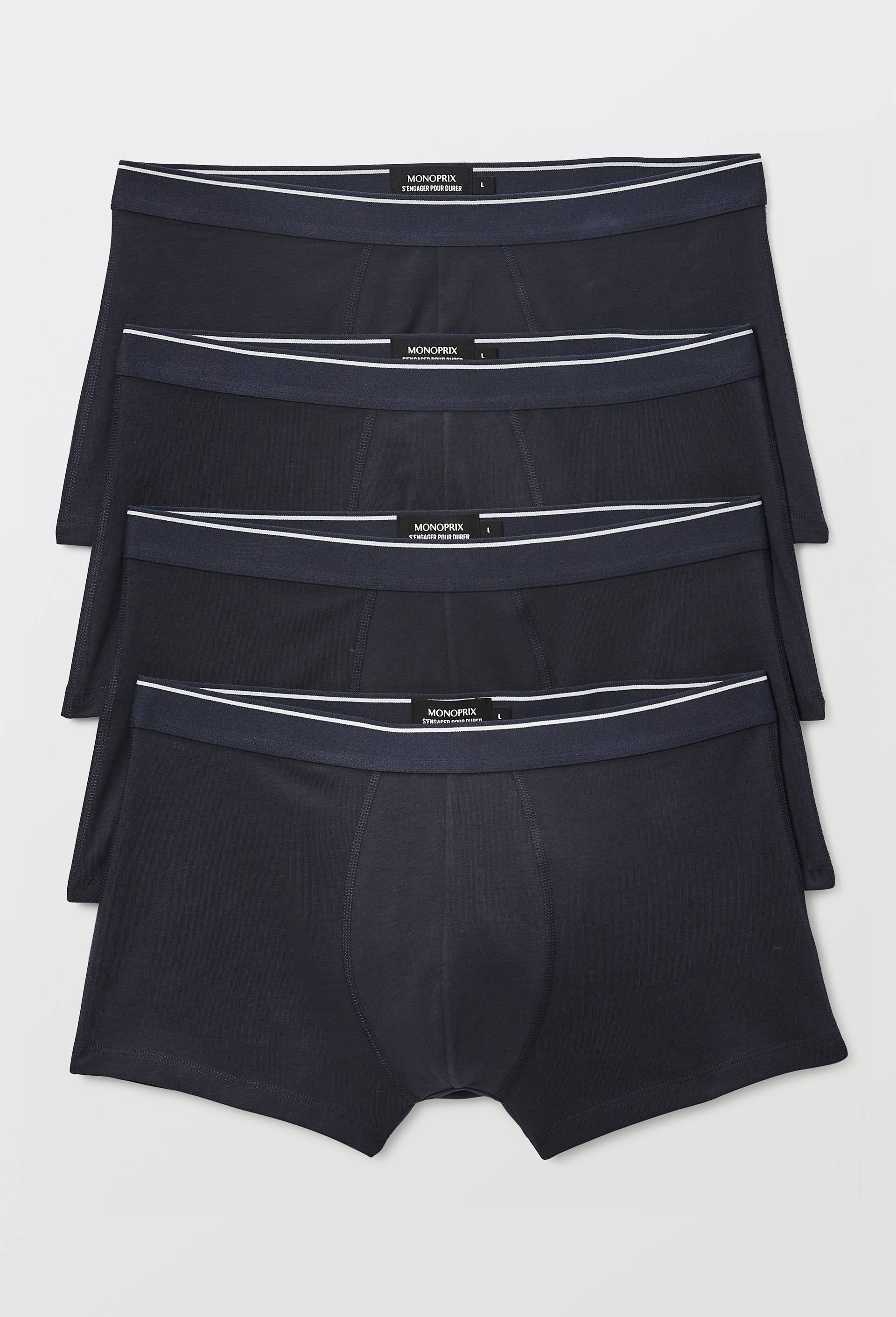 Lot de 4 boxers en coton bio, certifi&eacute; OEKO-TEX, Bleu fonc&eacute;, large image number 0.0