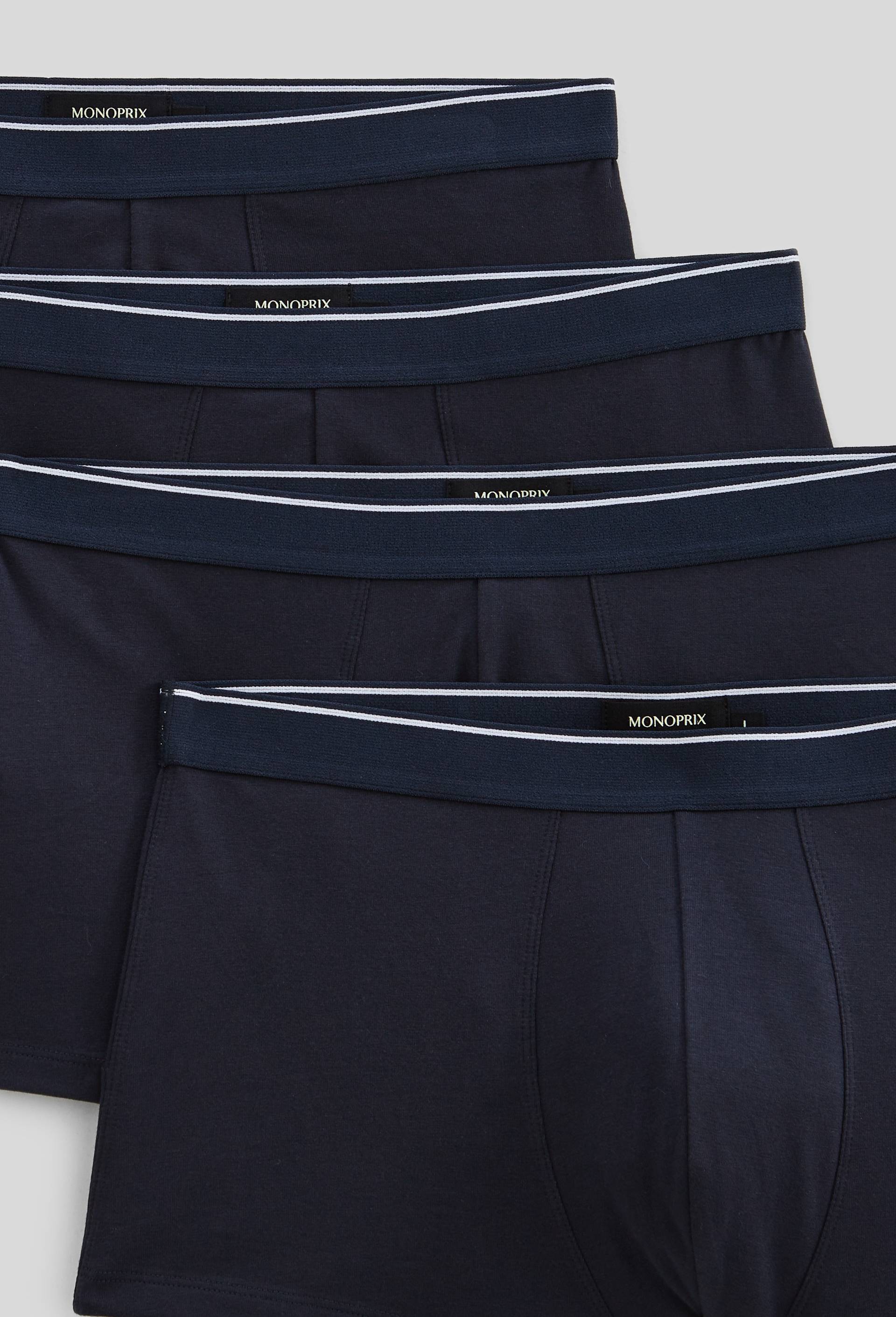Lot de 4 boxers en coton bio, certifi&eacute; OEKO-TEX, Bleu fonc&eacute;, large image number 1
