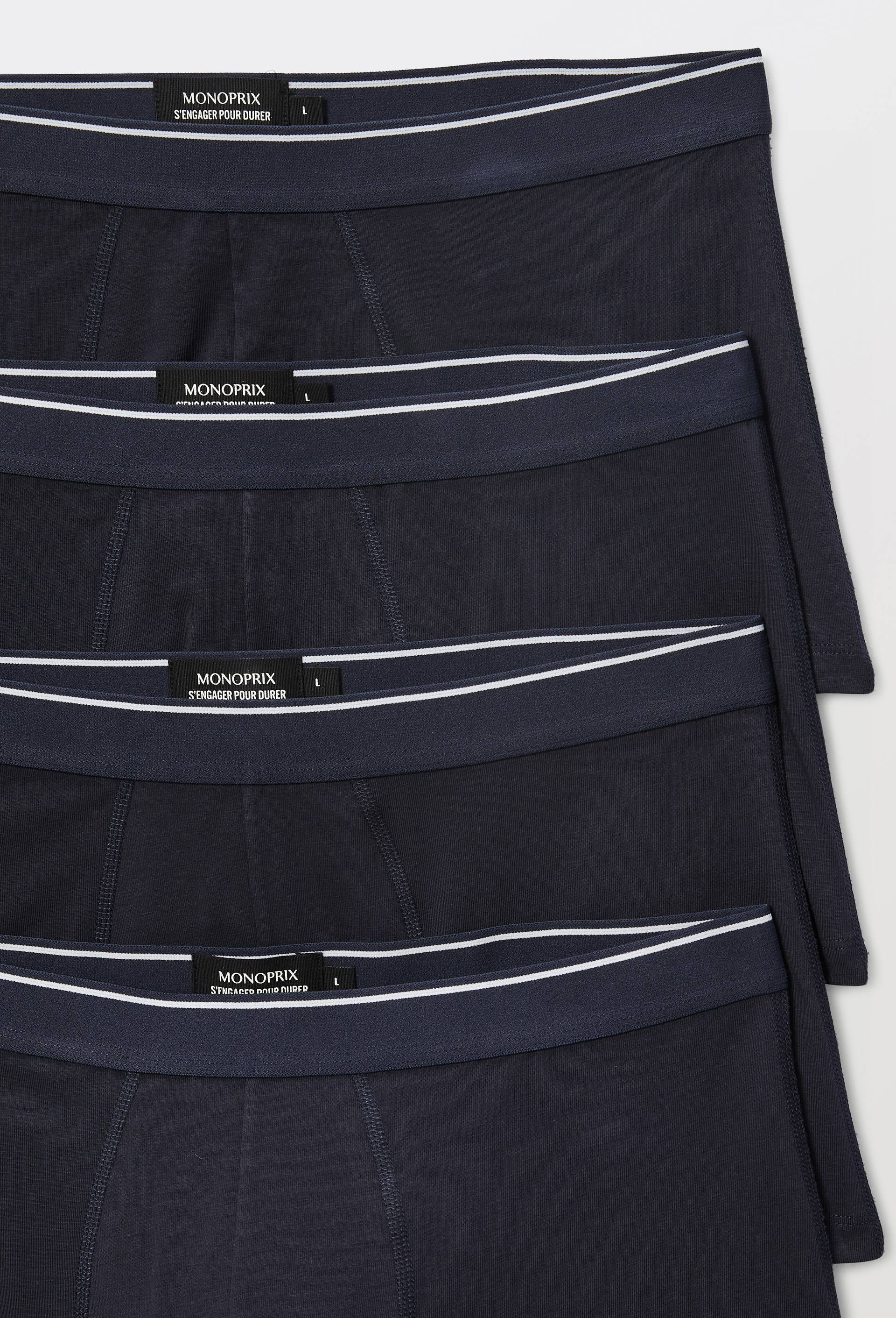 Lot de 4 boxers en coton bio, certifi&eacute; OEKO-TEX, Bleu fonc&eacute;, large image number 2