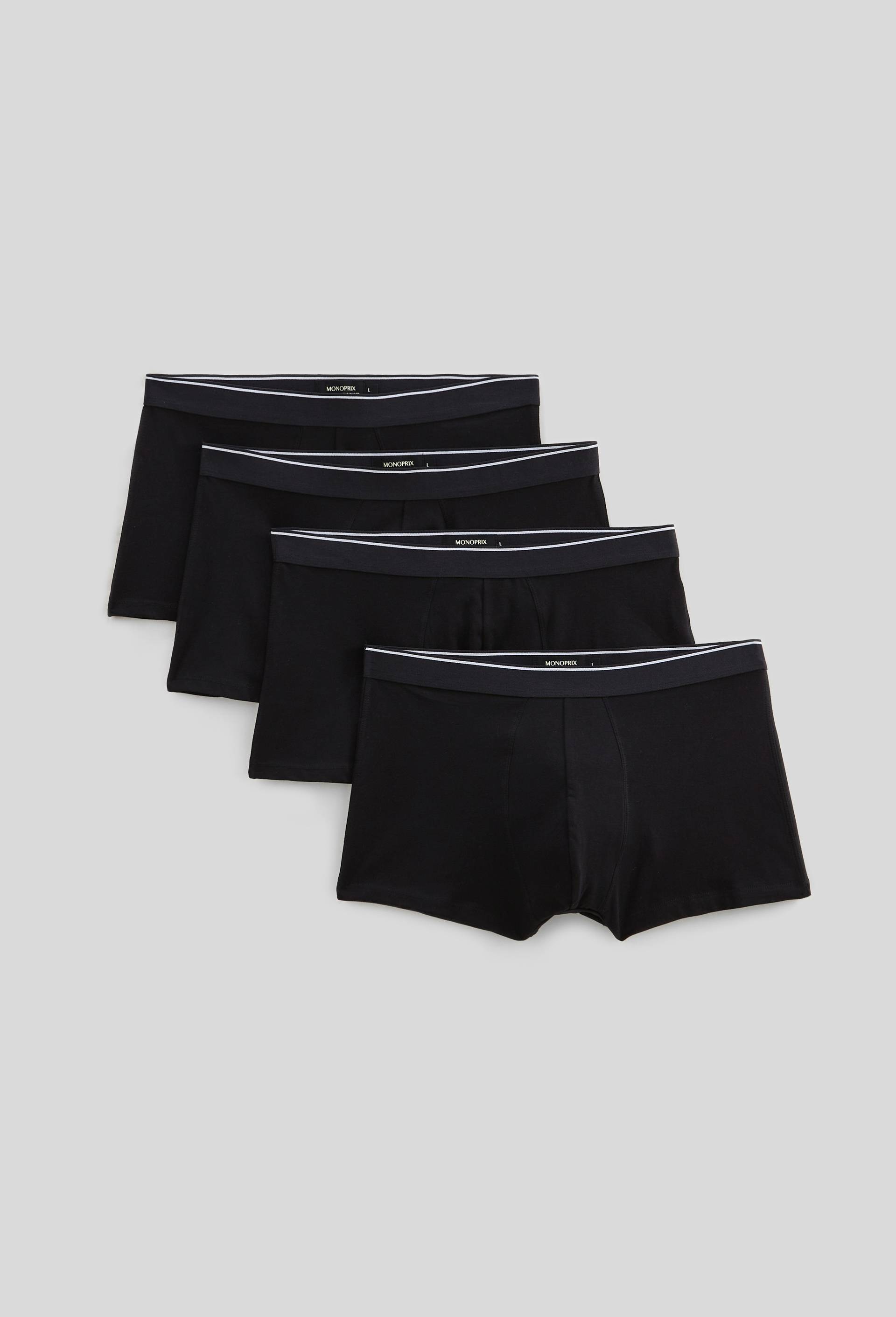 Lot de 4 boxers en coton bio, certifi&eacute; OEKO-TEX, Noir, large image number 0