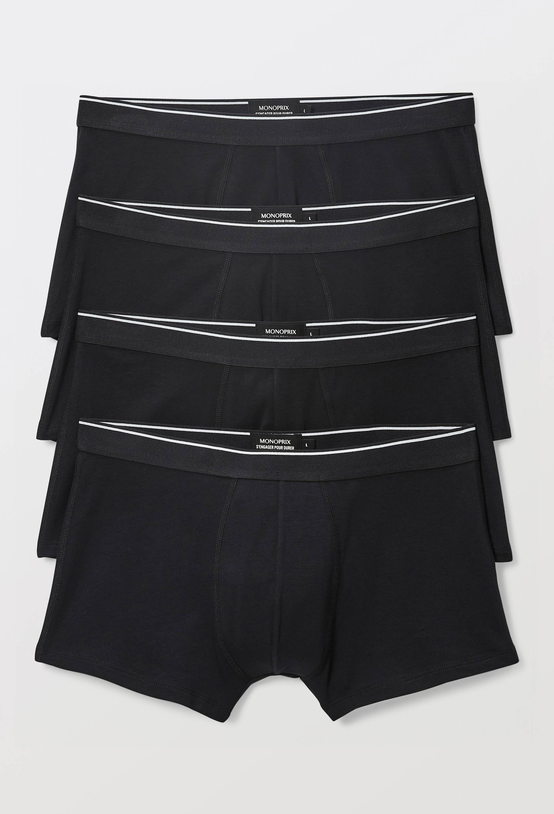Lot de 4 boxers en coton bio, certifi&eacute; OEKO-TEX, Noir, large image number 0.0