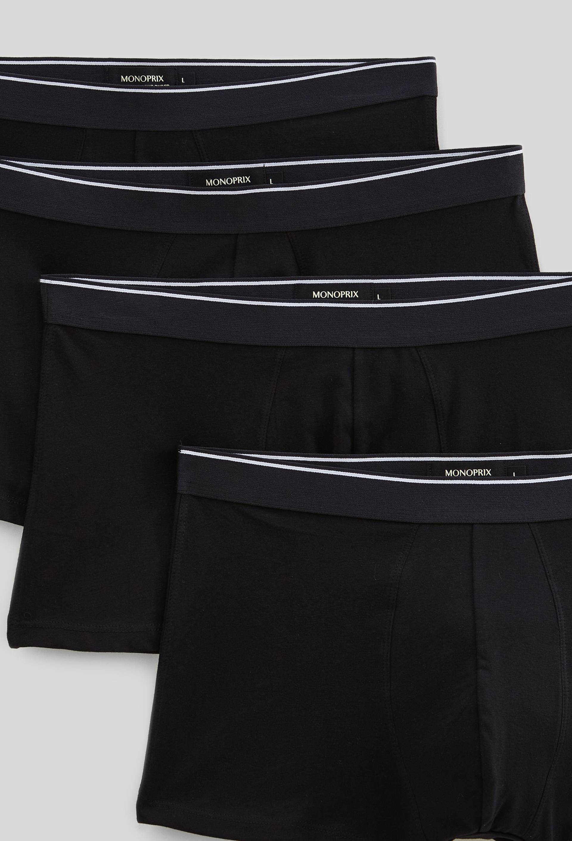 Lot de 4 boxers en coton bio, certifi&eacute; OEKO-TEX, Noir, large image number 1