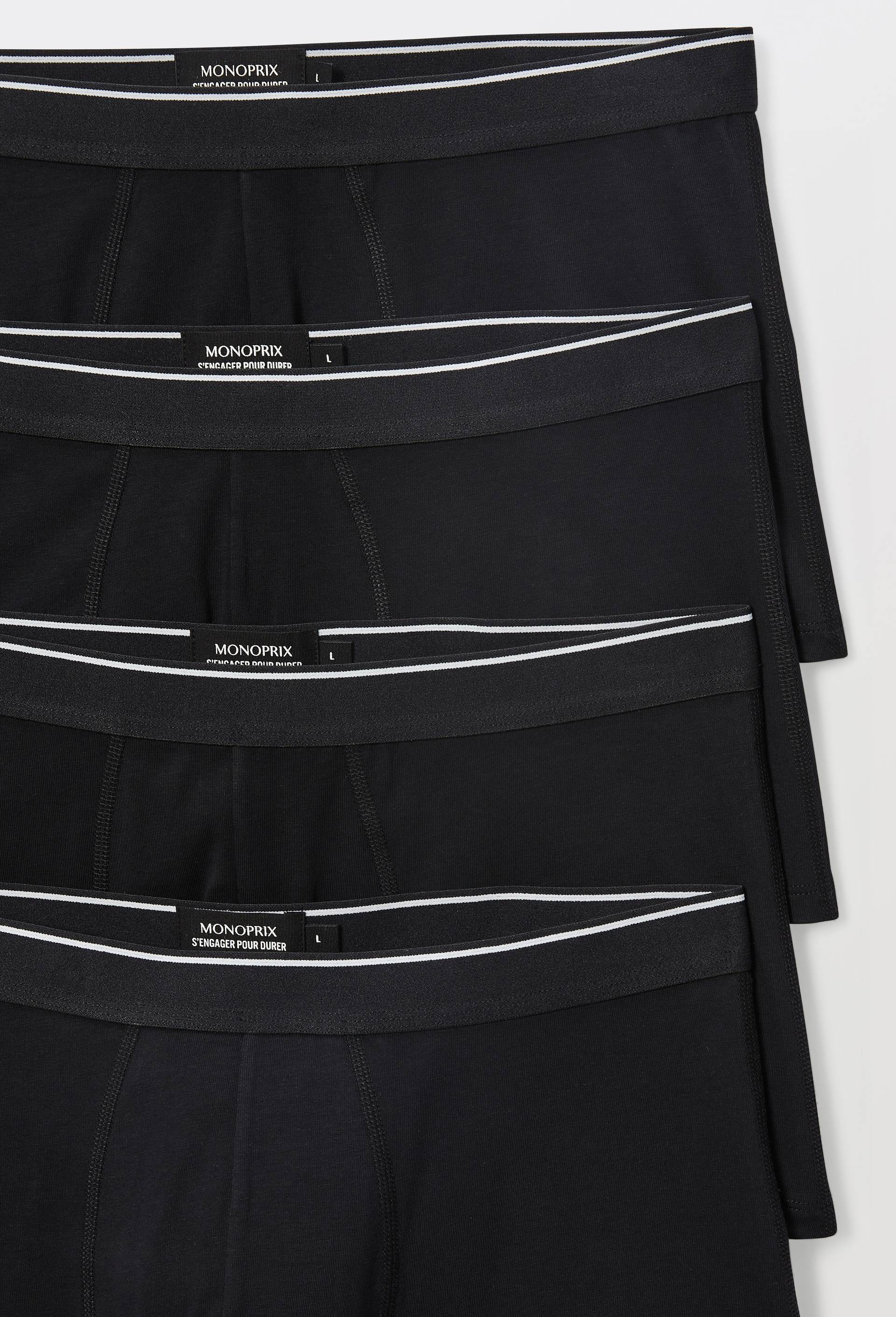 Lot de 4 boxers en coton bio, certifi&eacute; OEKO-TEX, Noir, large image number 2