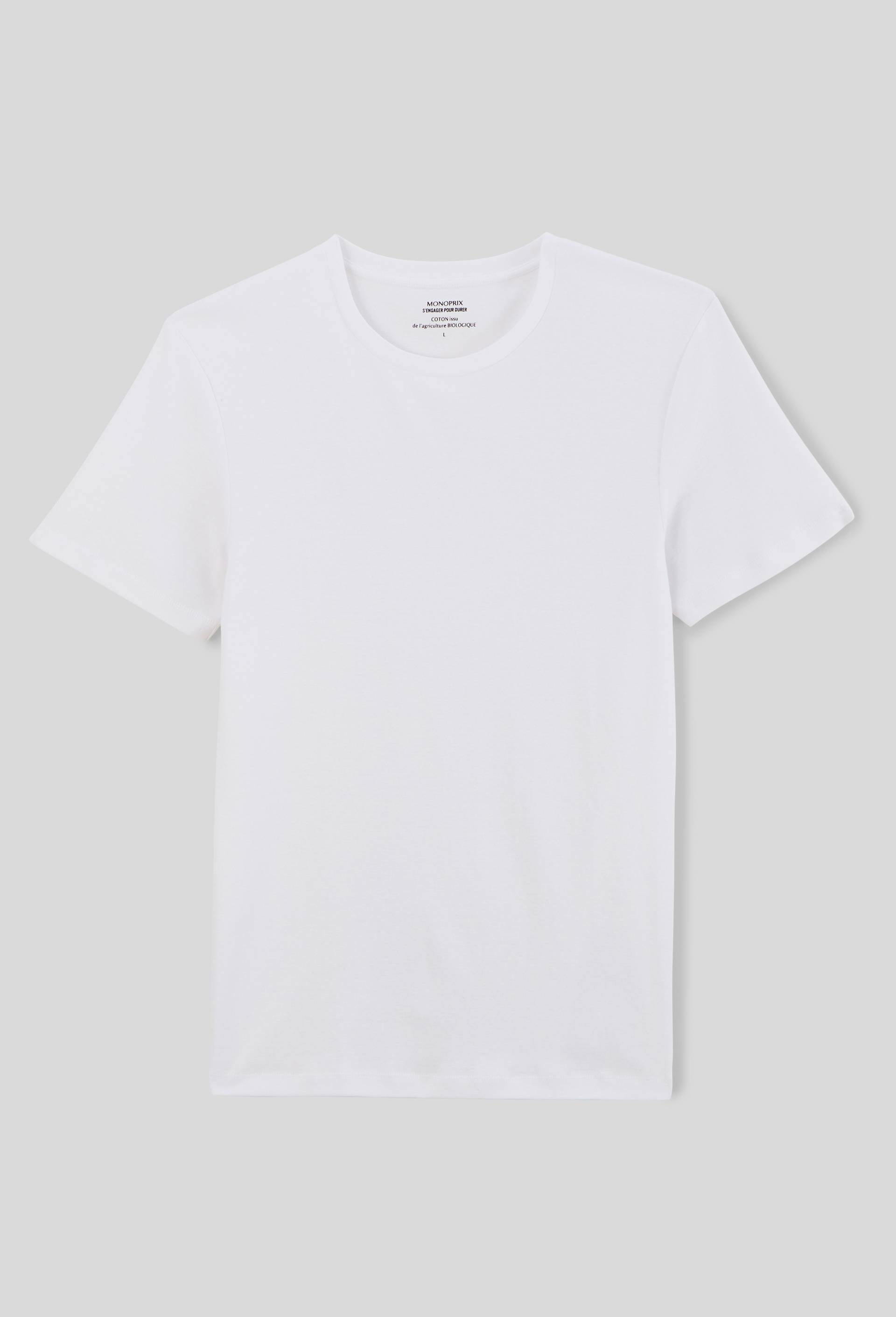 T-shirt col rond en coton BIO GOTS, Blanc, large image number 0