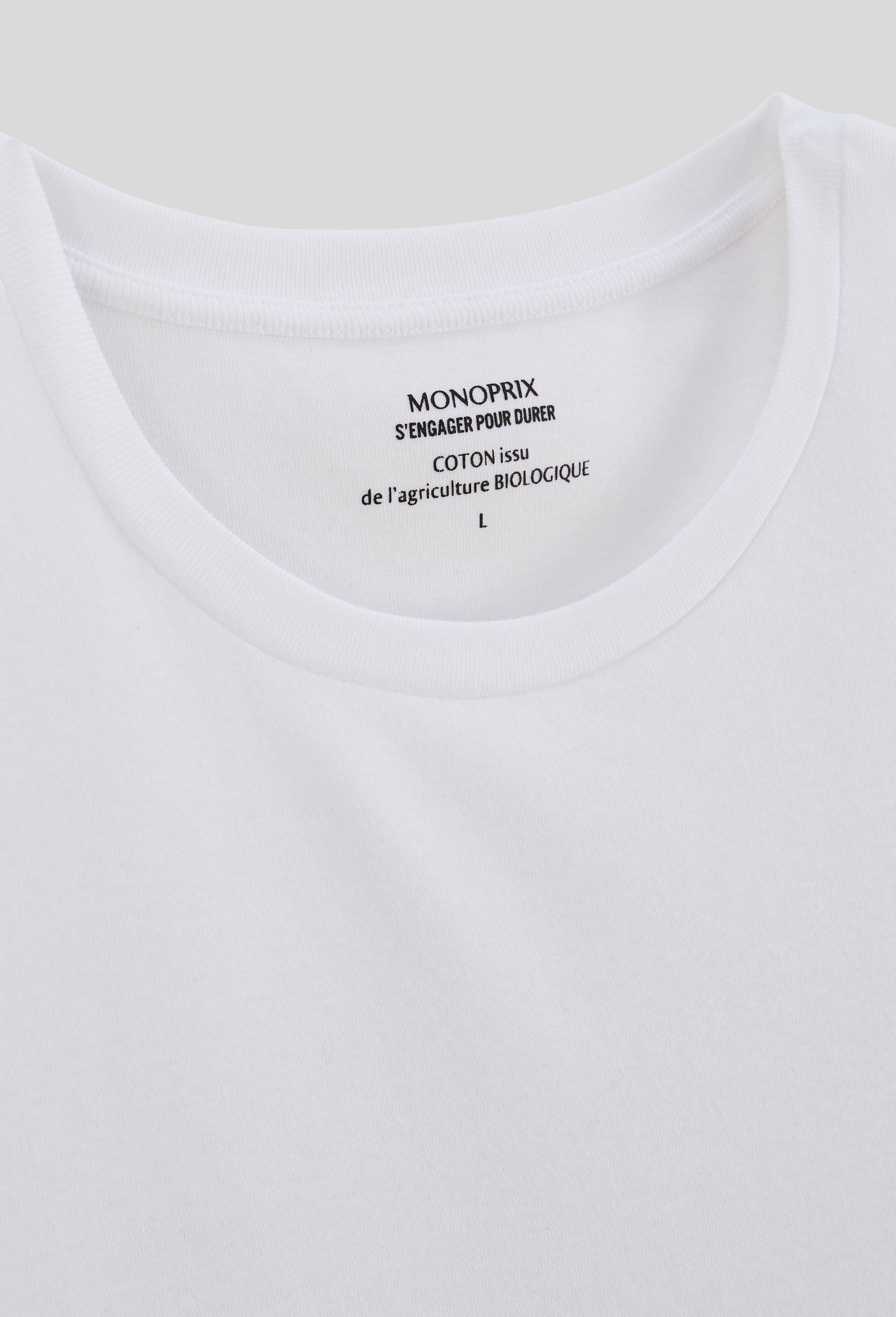 T-shirt col rond en coton BIO GOTS, Blanc, large image number 2