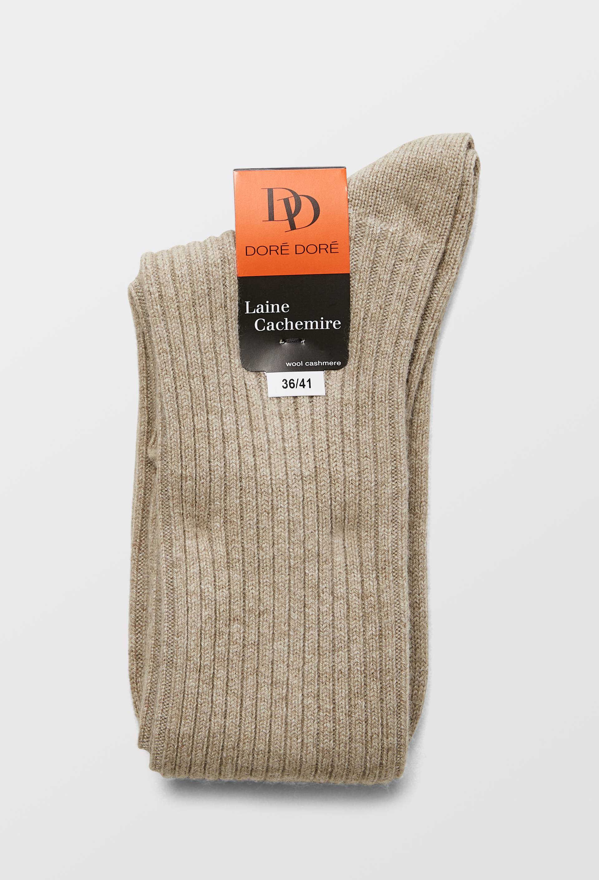 Paire de chaussettes hautes contenant du cachemire Dore Dore, Brun clair, large image number 5.0