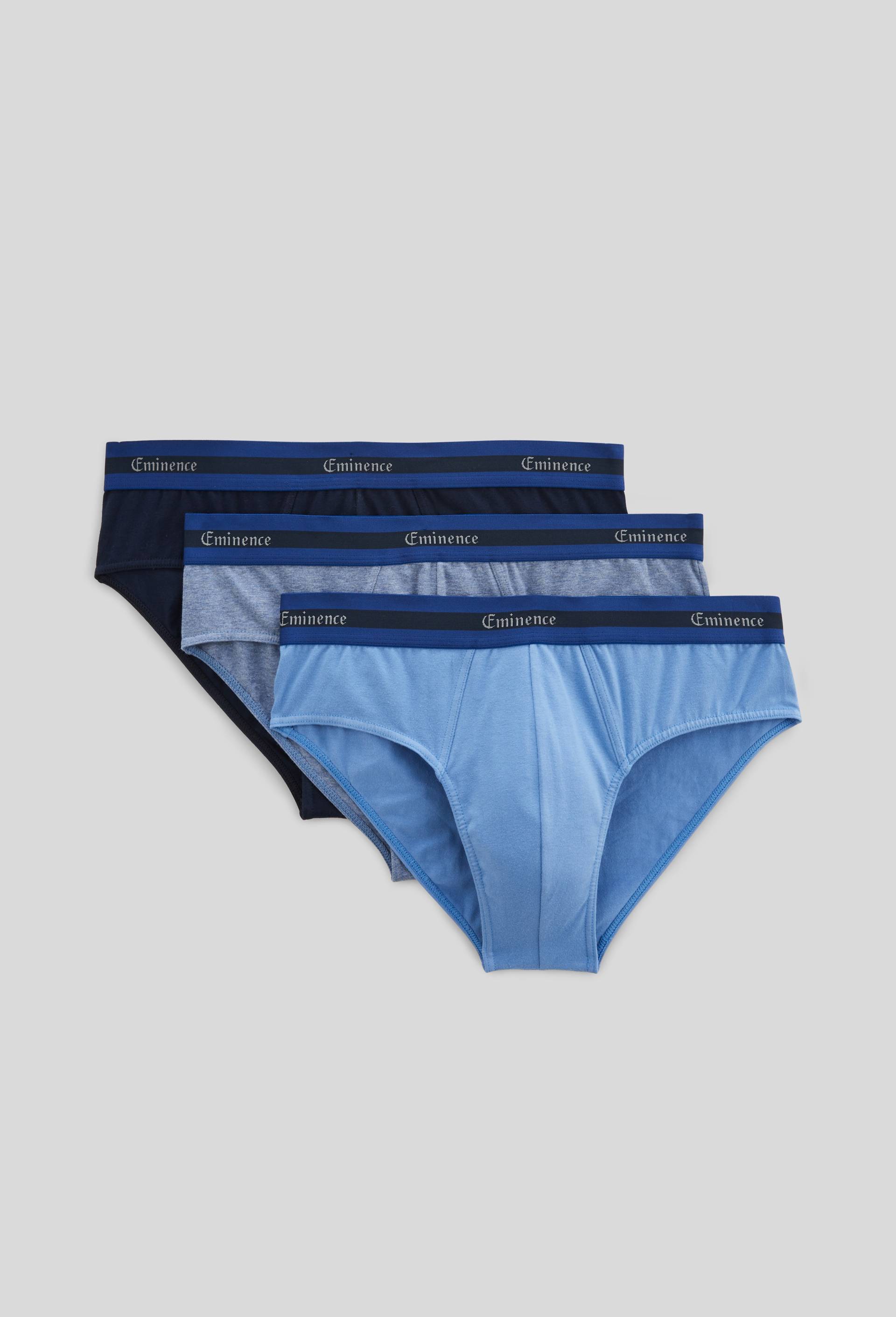 Lot de 3 slips taille basse en coton BIO Eminence, certifi&eacute; OEKO-TEX, Bleu, large image number 0