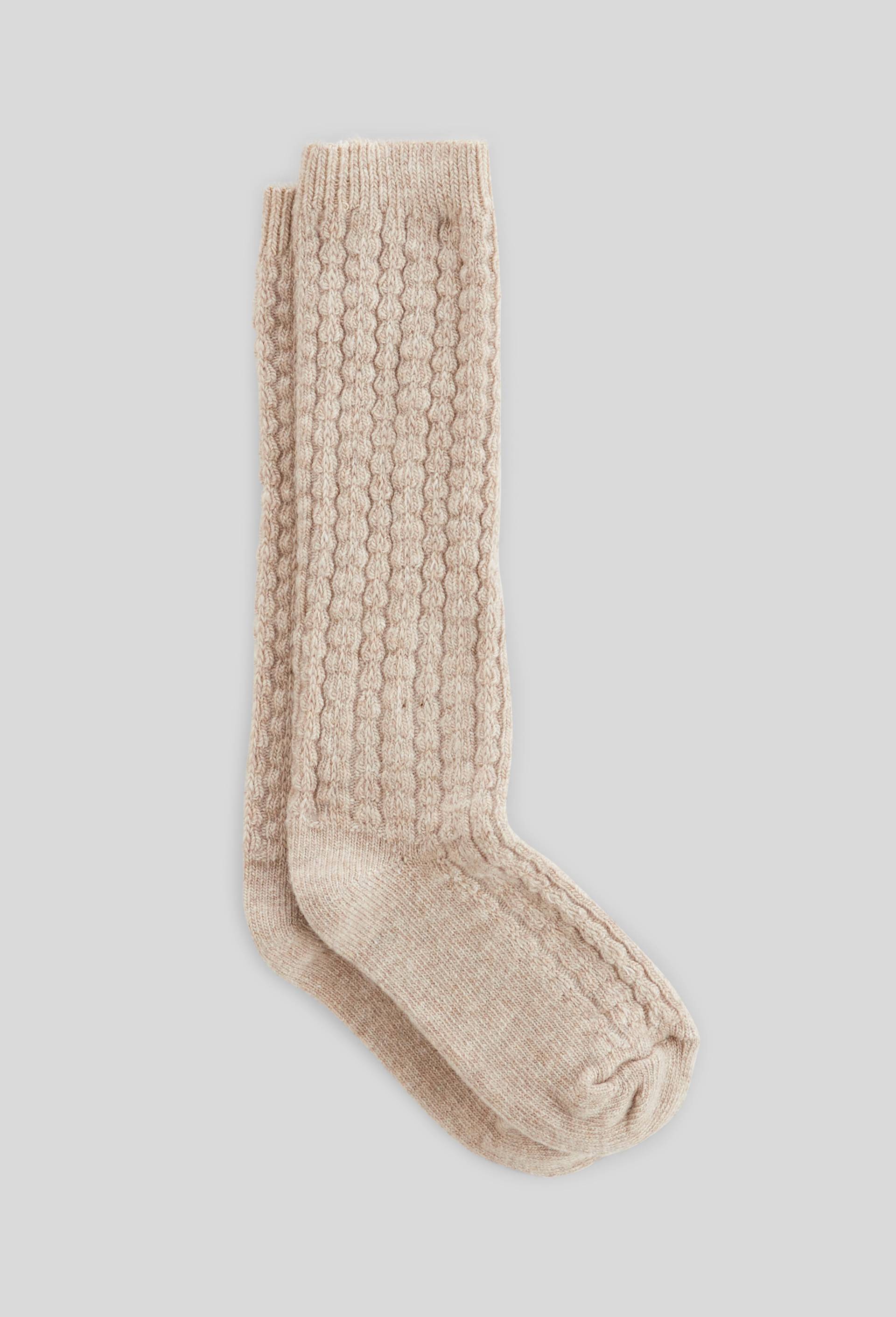 Mi-bas contiennent laine & coton, Beige, swatch image
