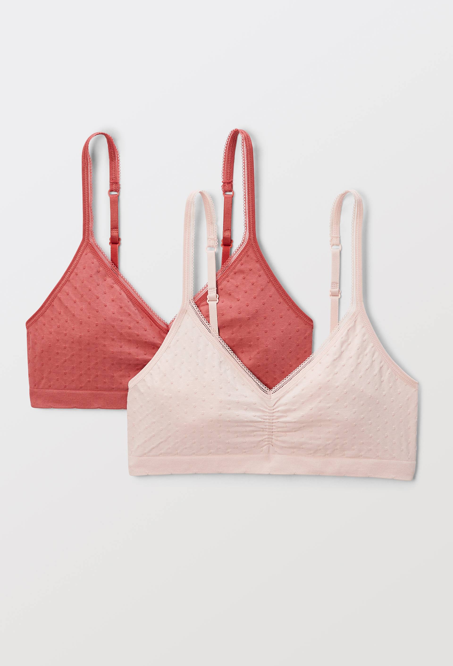 Lot de 2 brassi&egrave;res plumetis sans coutures, Rose fonc&eacute;, large image number 0