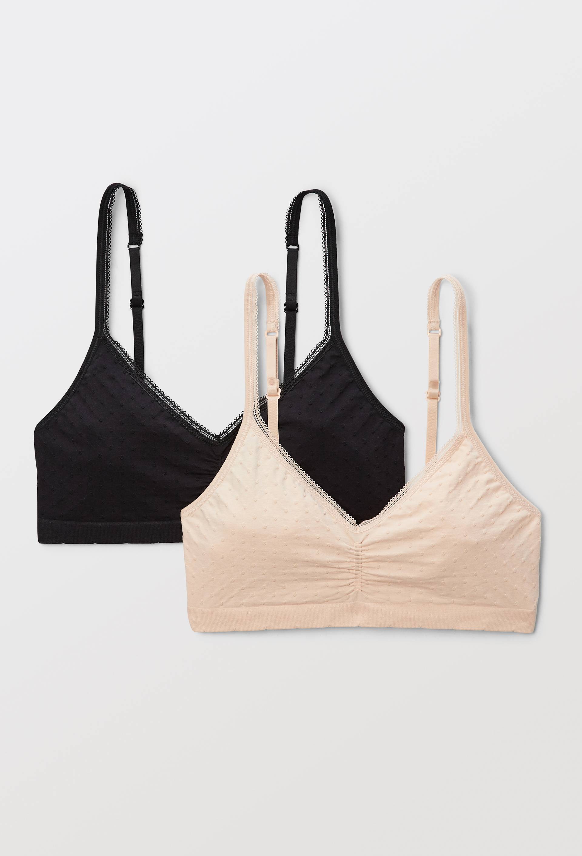 Lot de 2 brassi&egrave;res plumetis sans coutures, Noir, swatch image
