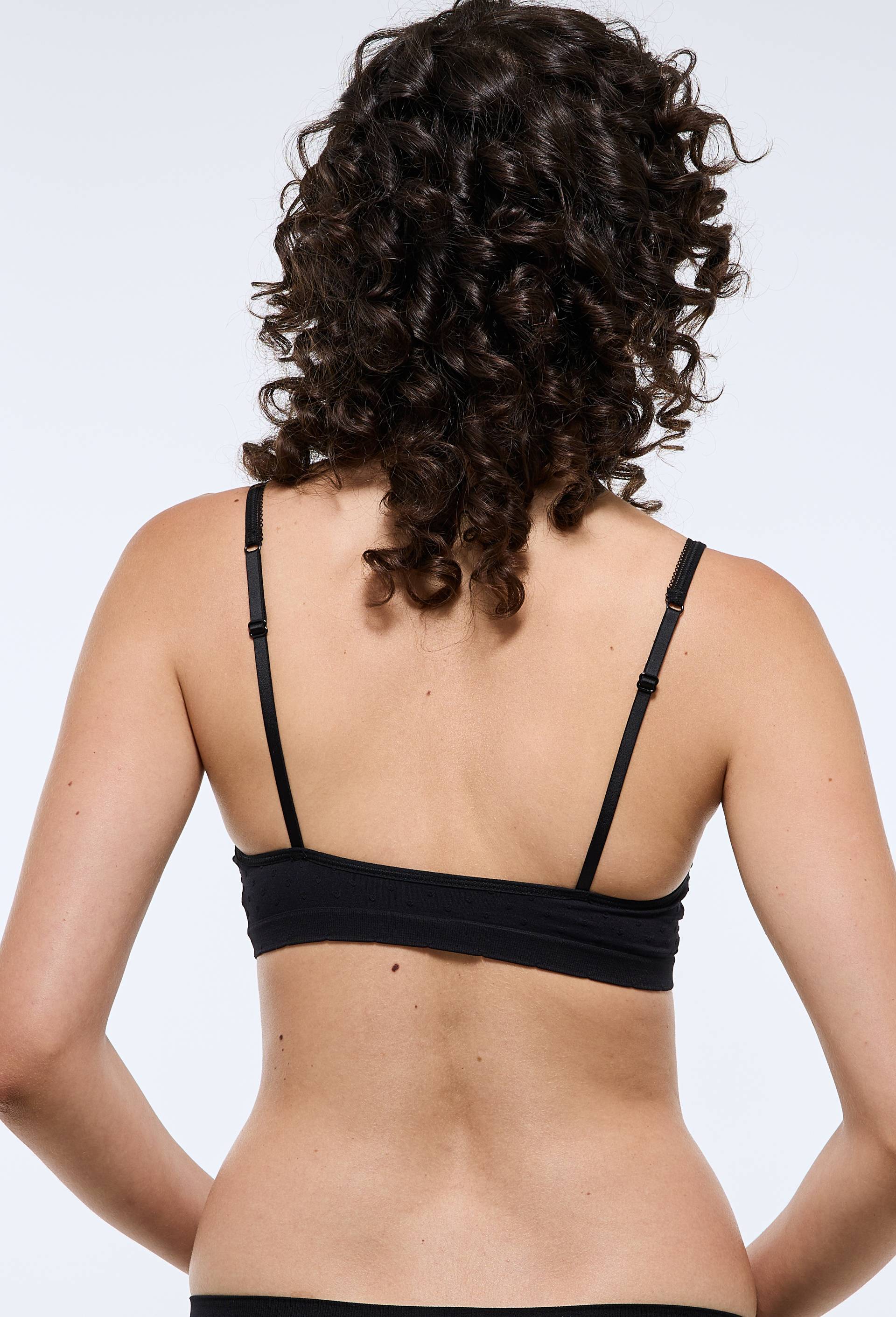 Lot de 2 brassi&egrave;res plumetis sans coutures, Noir, large image number 4