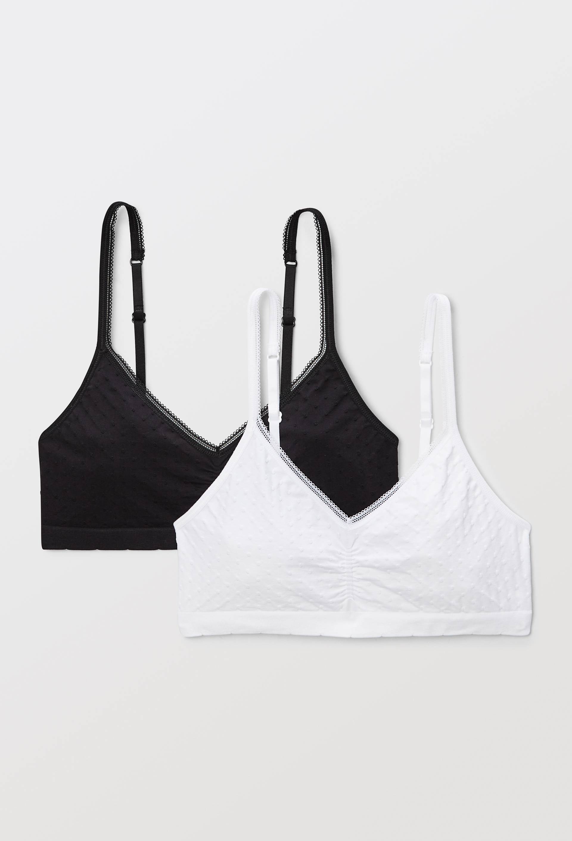 Lot de 2 brassi&egrave;res plumetis sans coutures, Blanc, large image number 0