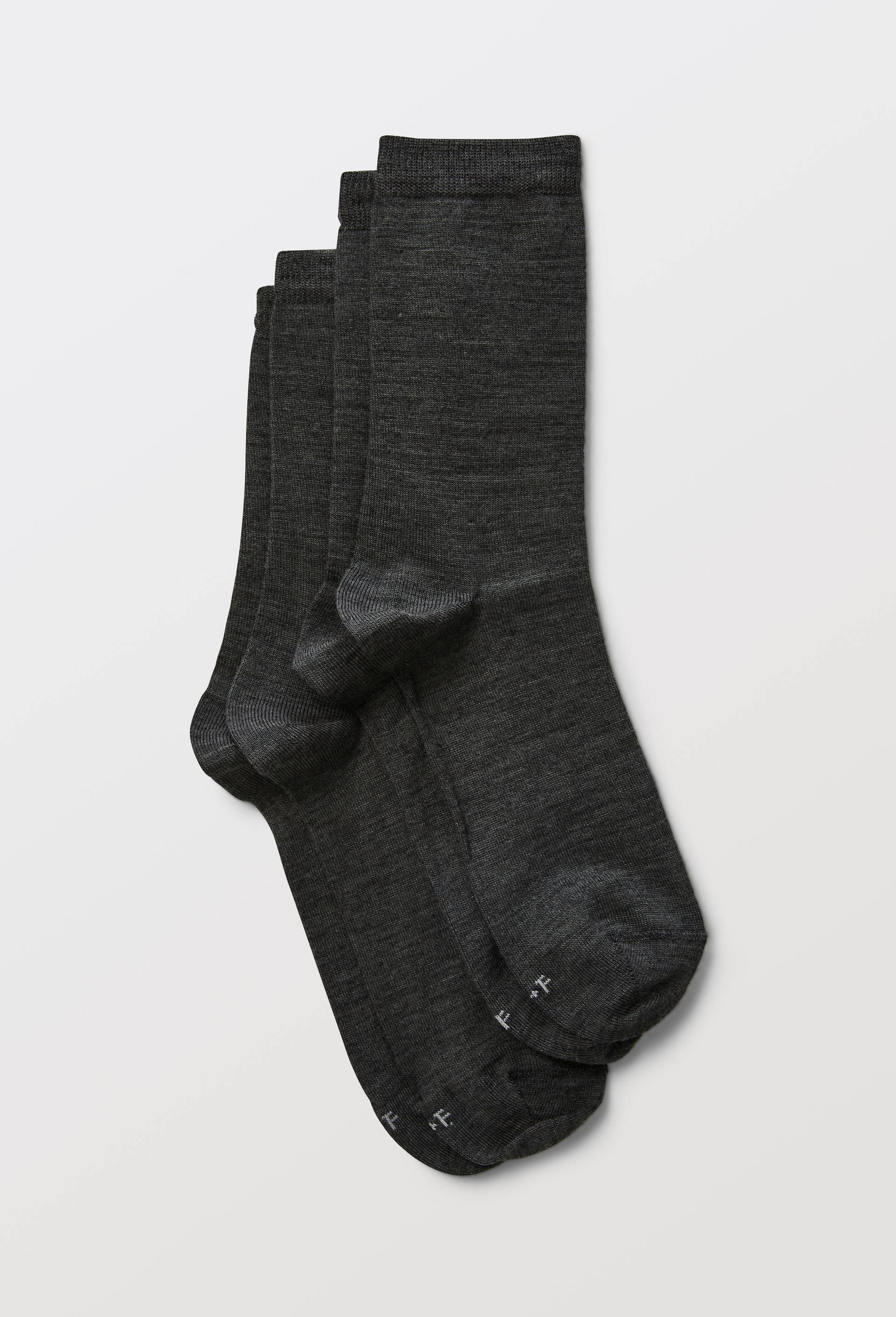 Lot de 2 paires de chaussettes en laine m&eacute;rinos Bleufor&ecirc;t, Gris fonc&eacute;, large image number 1