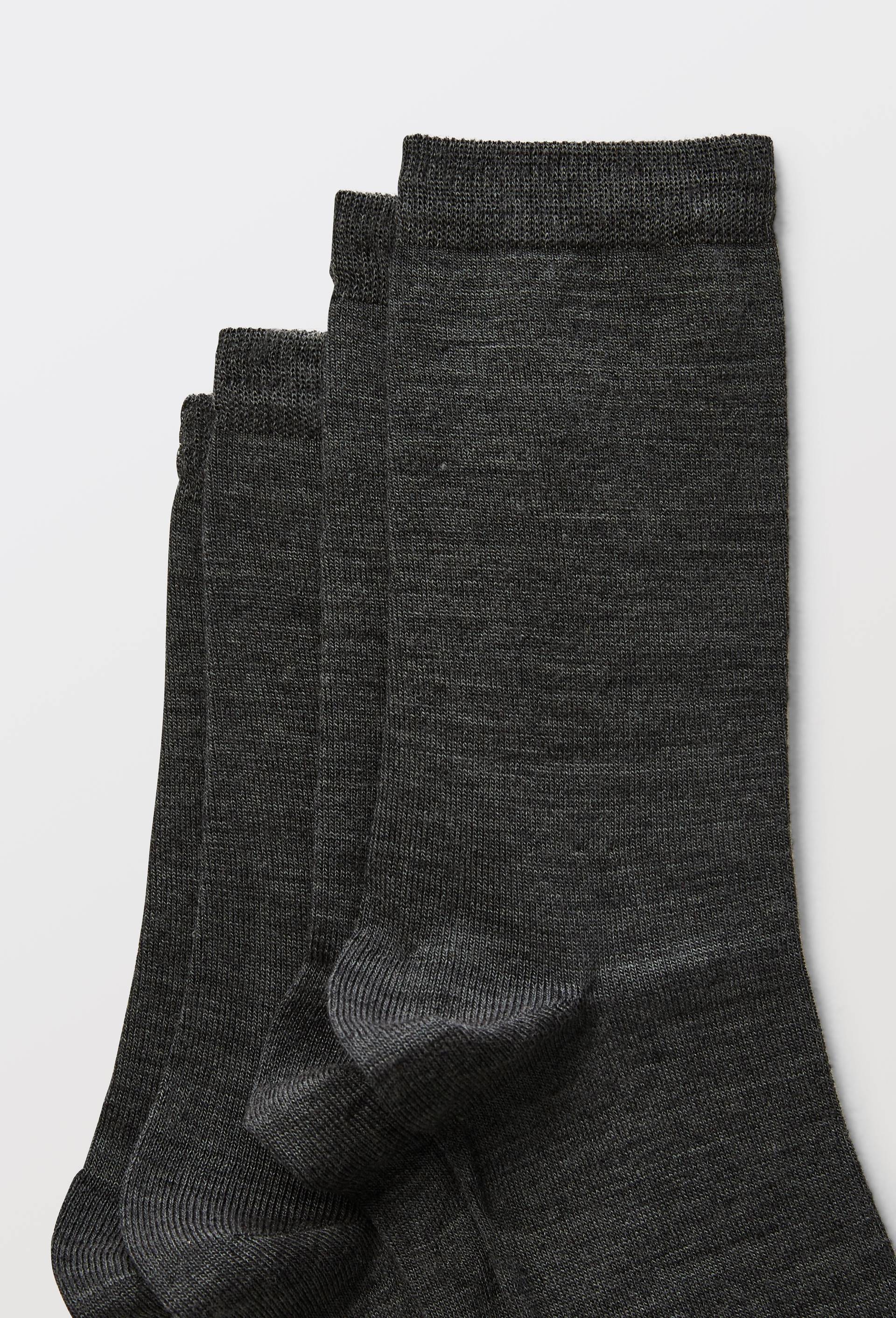 Lot de 2 paires de chaussettes en laine m&eacute;rinos Bleufor&ecirc;t, Gris fonc&eacute;, large image number 2