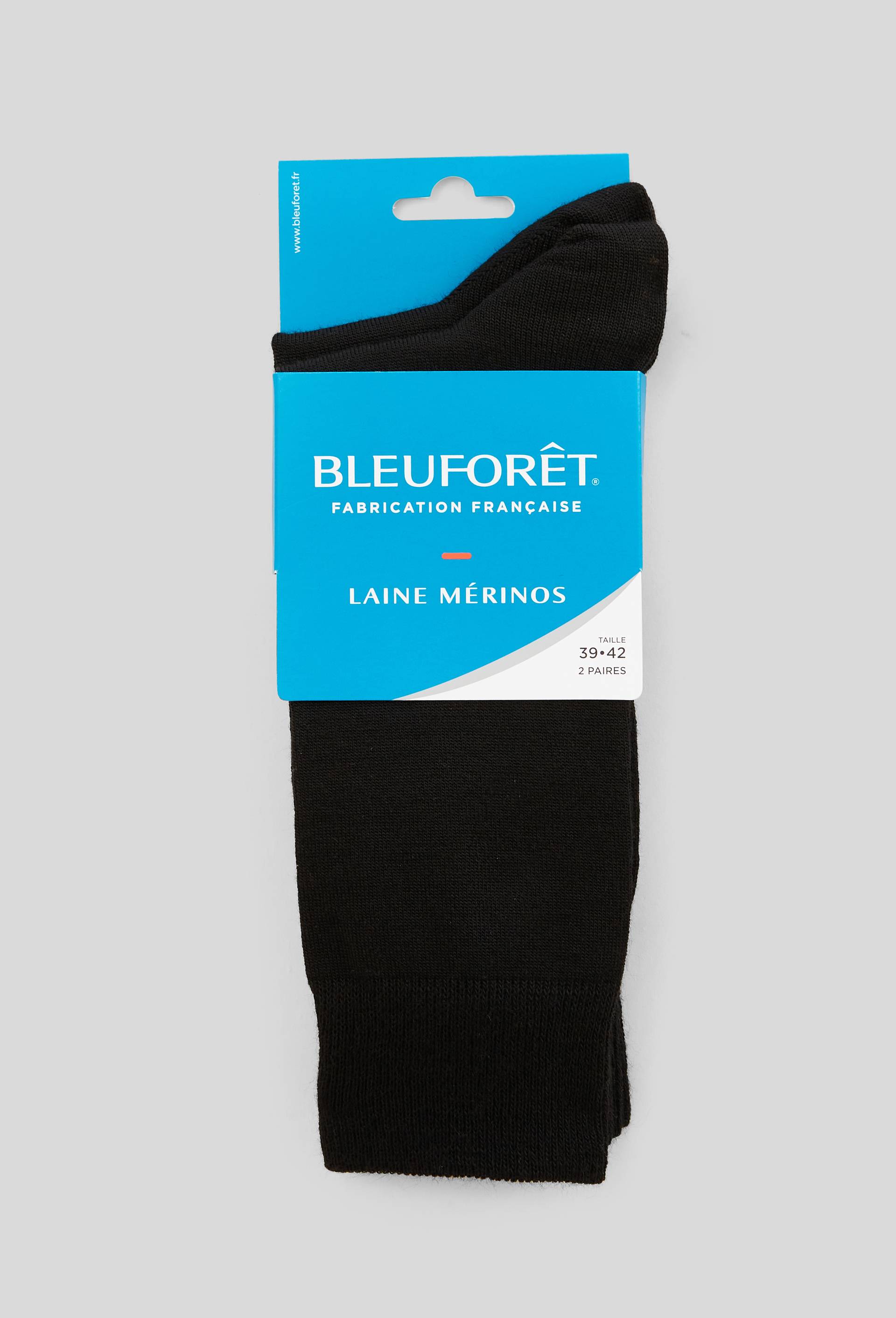 Lot de 2 paires de chaussettes en laine - Bleu For&ecirc;t, Noir, large image number 1