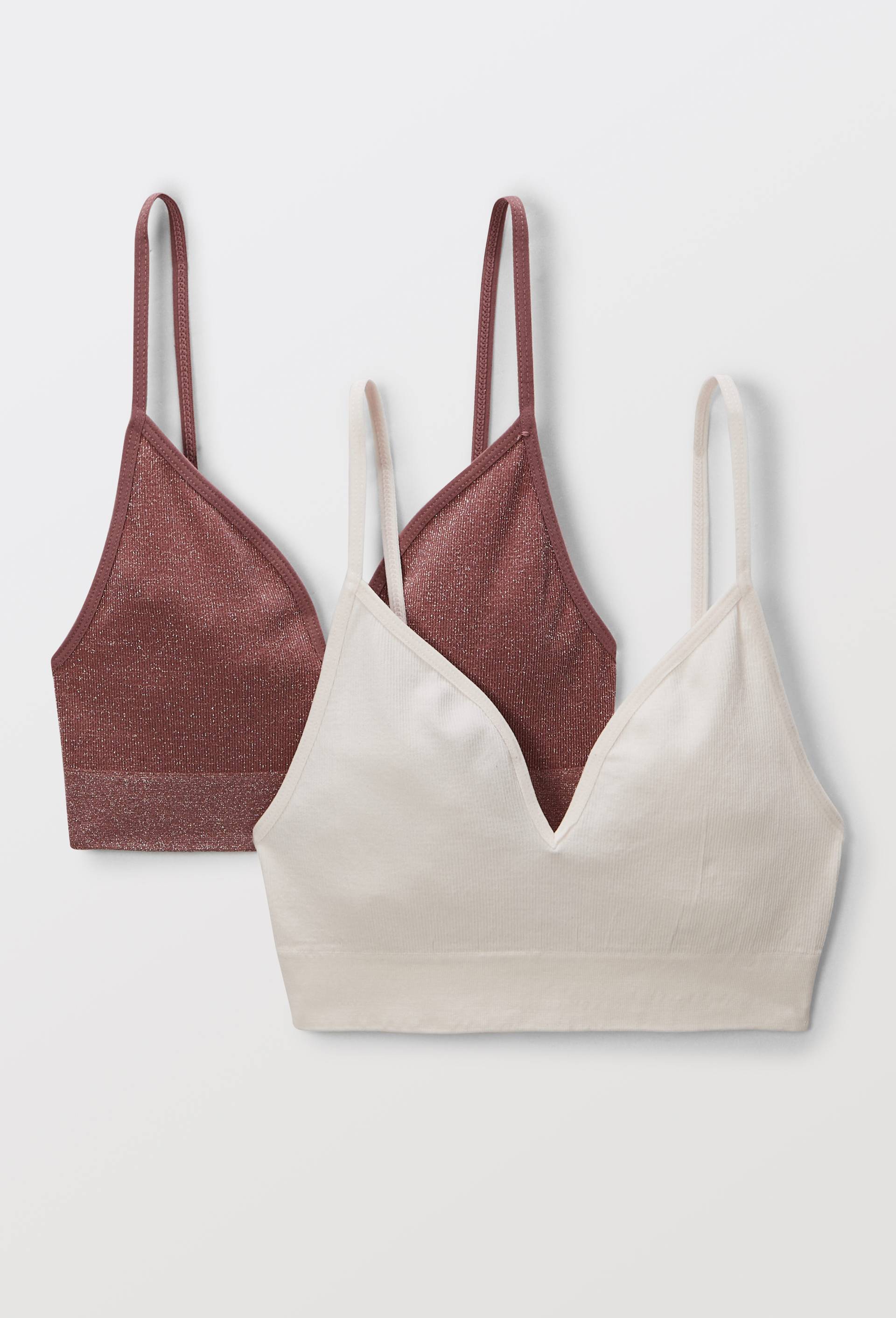 Lot de 2 brassi&egrave;res sans coutures avec fils m&eacute;tallis&eacute;s, Rose fonc&eacute;, large image number 0