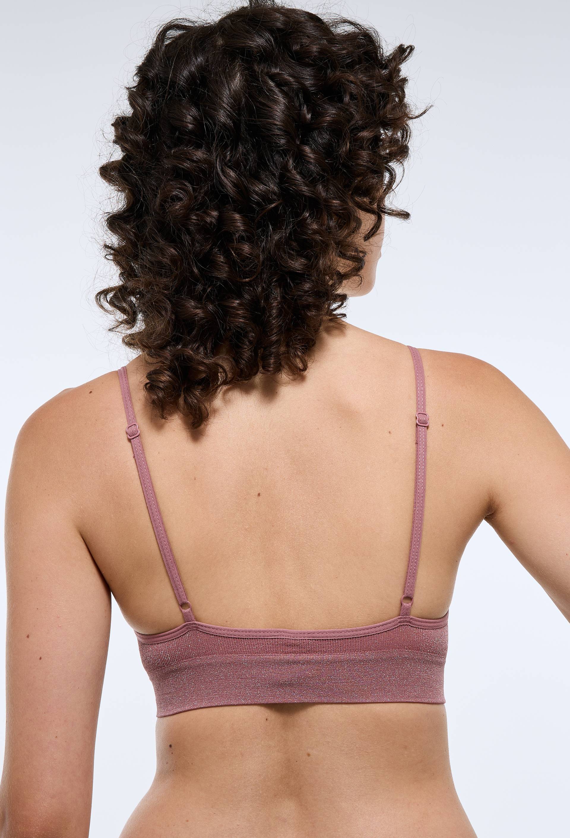 Lot de 2 brassi&egrave;res sans coutures avec fils m&eacute;tallis&eacute;s, Rose fonc&eacute;, large image number 4.0
