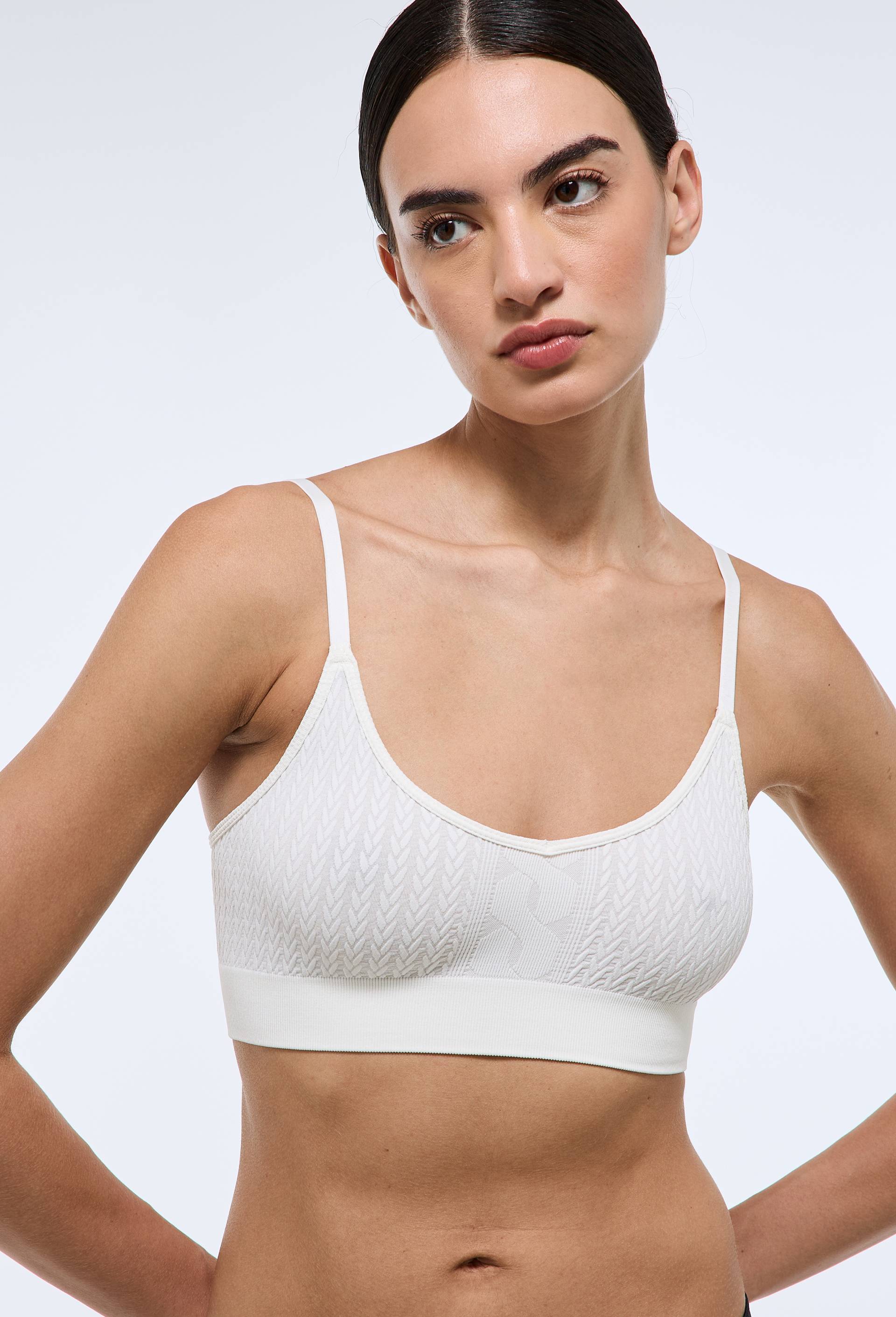 Brassi&egrave;re MEGHAN sans coutures motif jacquard, Ecru, large image number 0.0