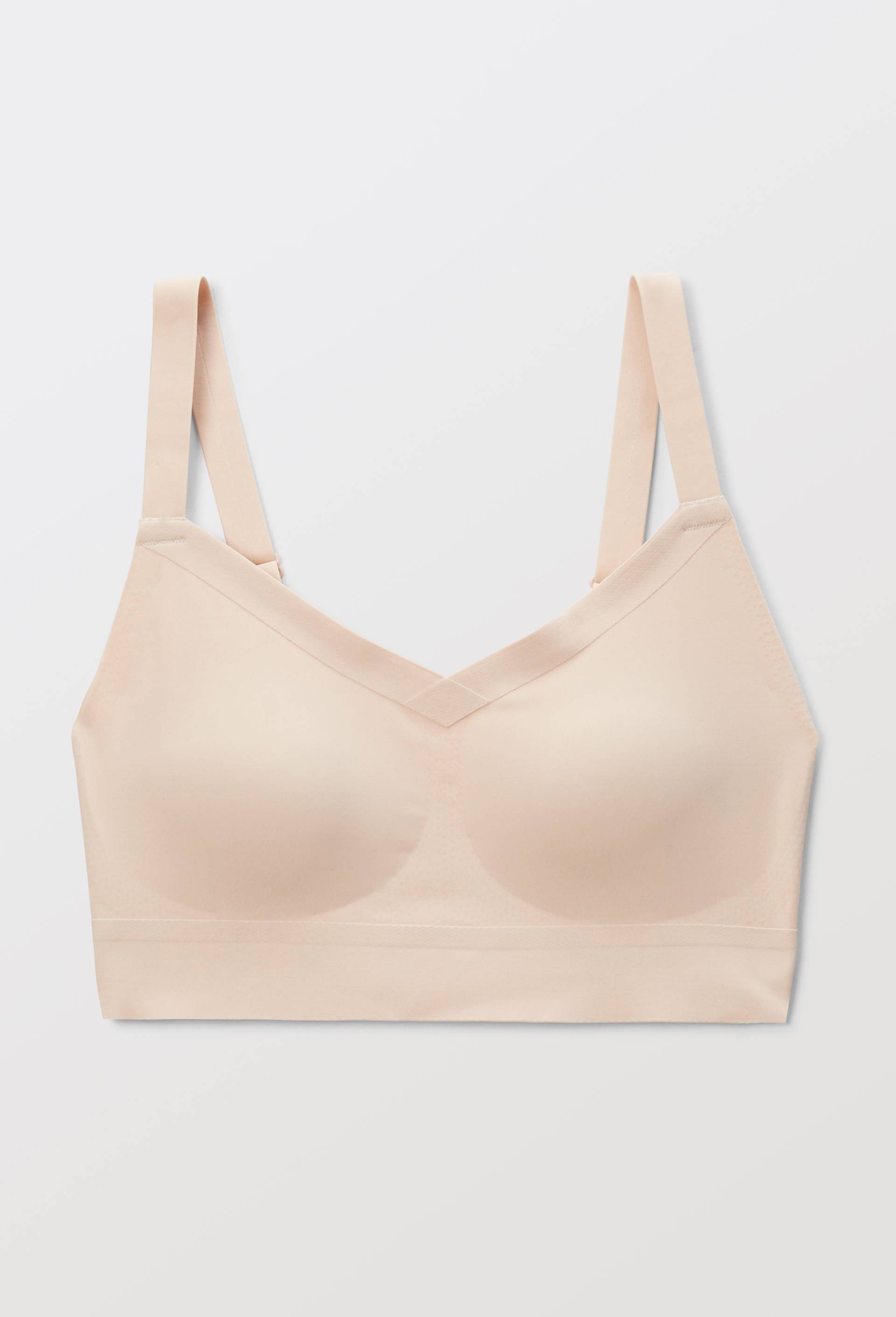 Brassi&egrave;re confort col V  en microfibre avec coques amovibles et agrafage dos, Rose clair, large image number 2