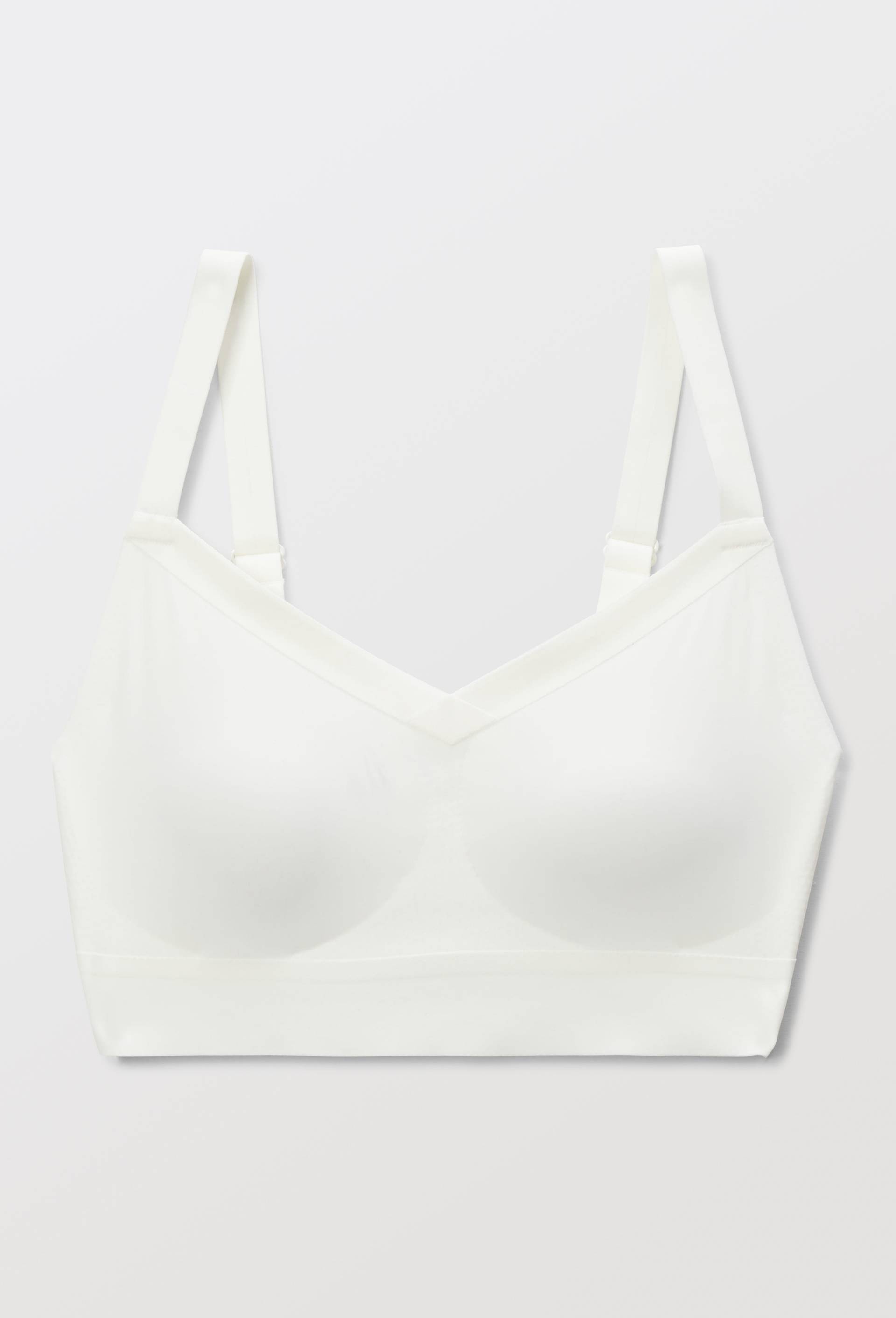 Brassi&egrave;re confort col V  en microfibre avec coques amovibles et agrafage dos, Ecru, large image number 2