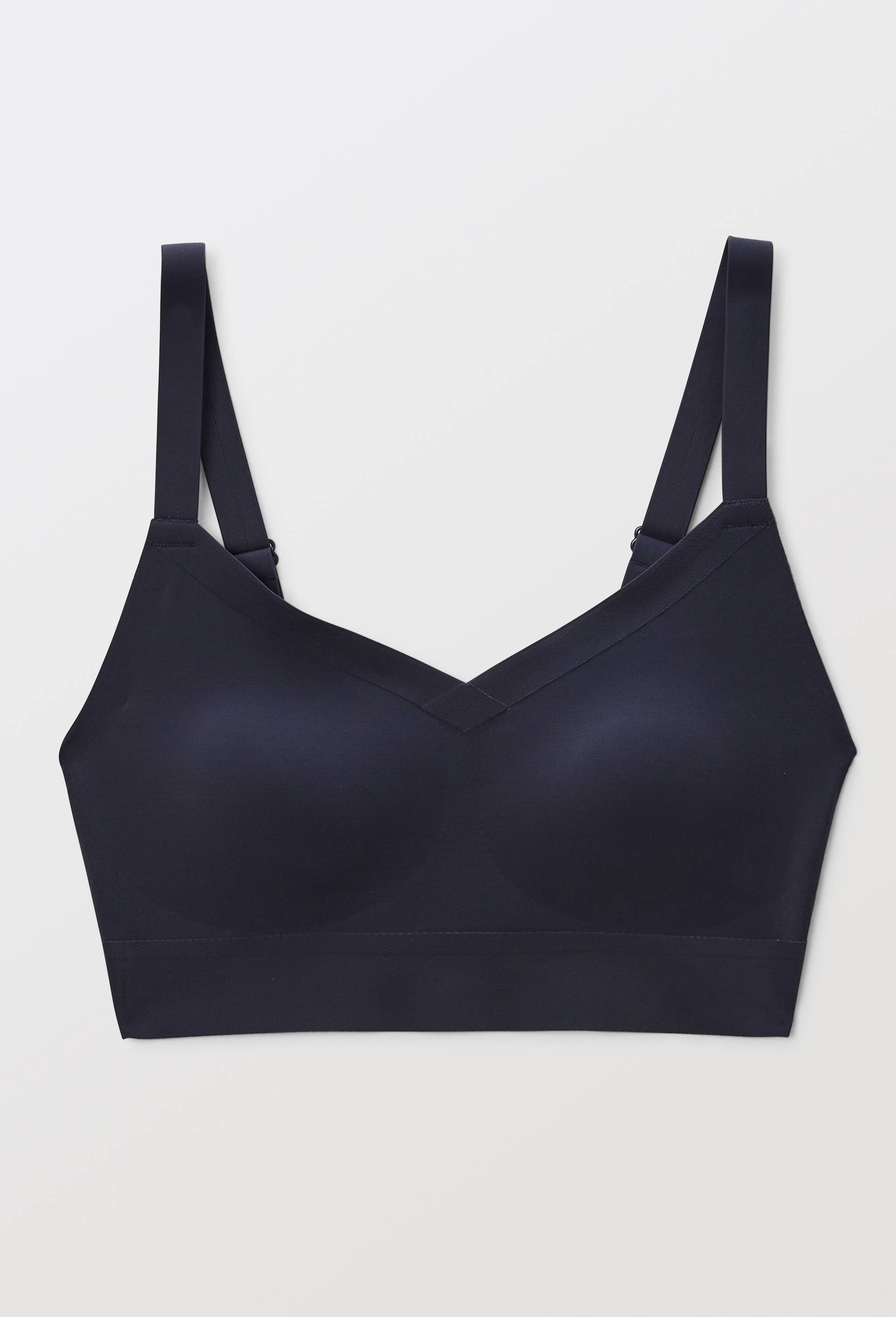 Brassi&egrave;re confort col V  en microfibre avec coques amovibles et agrafage dos, Bleu fonc&eacute;, large image number 3