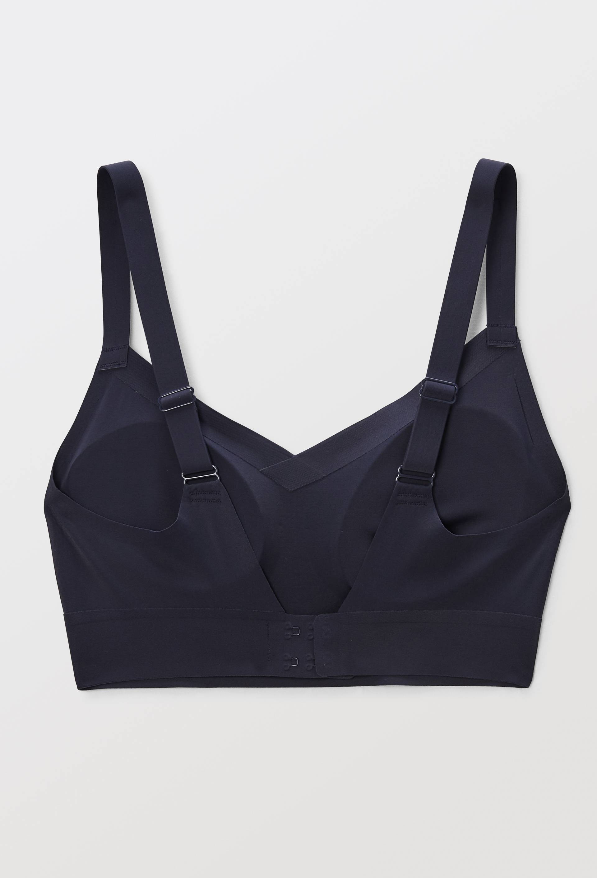 Brassi&egrave;re confort col V  en microfibre avec coques amovibles et agrafage dos, Bleu fonc&eacute;, large image number 4.0