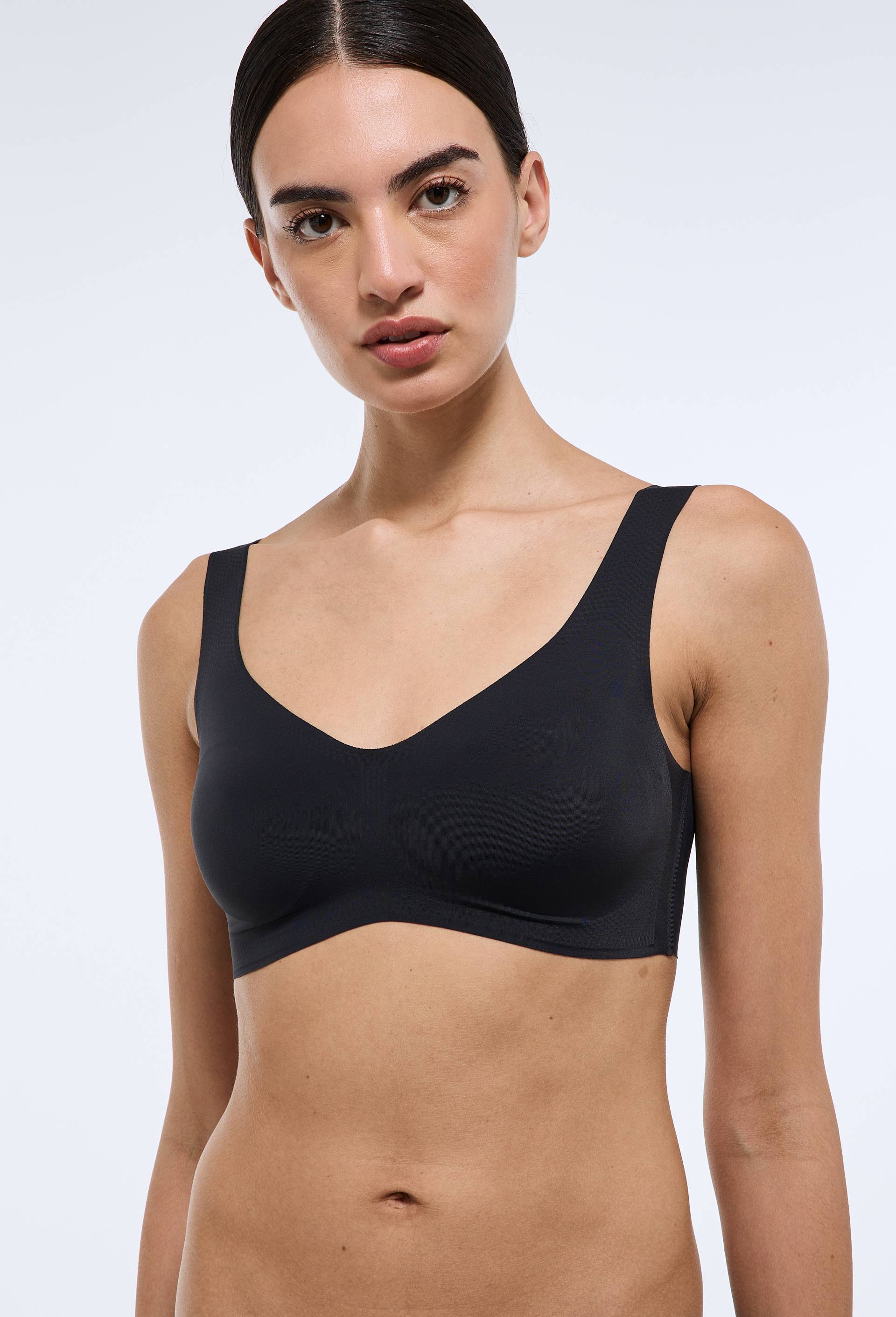 Brassi&egrave;re confort en microfibre avec coques amovibles, Noir, swatch image