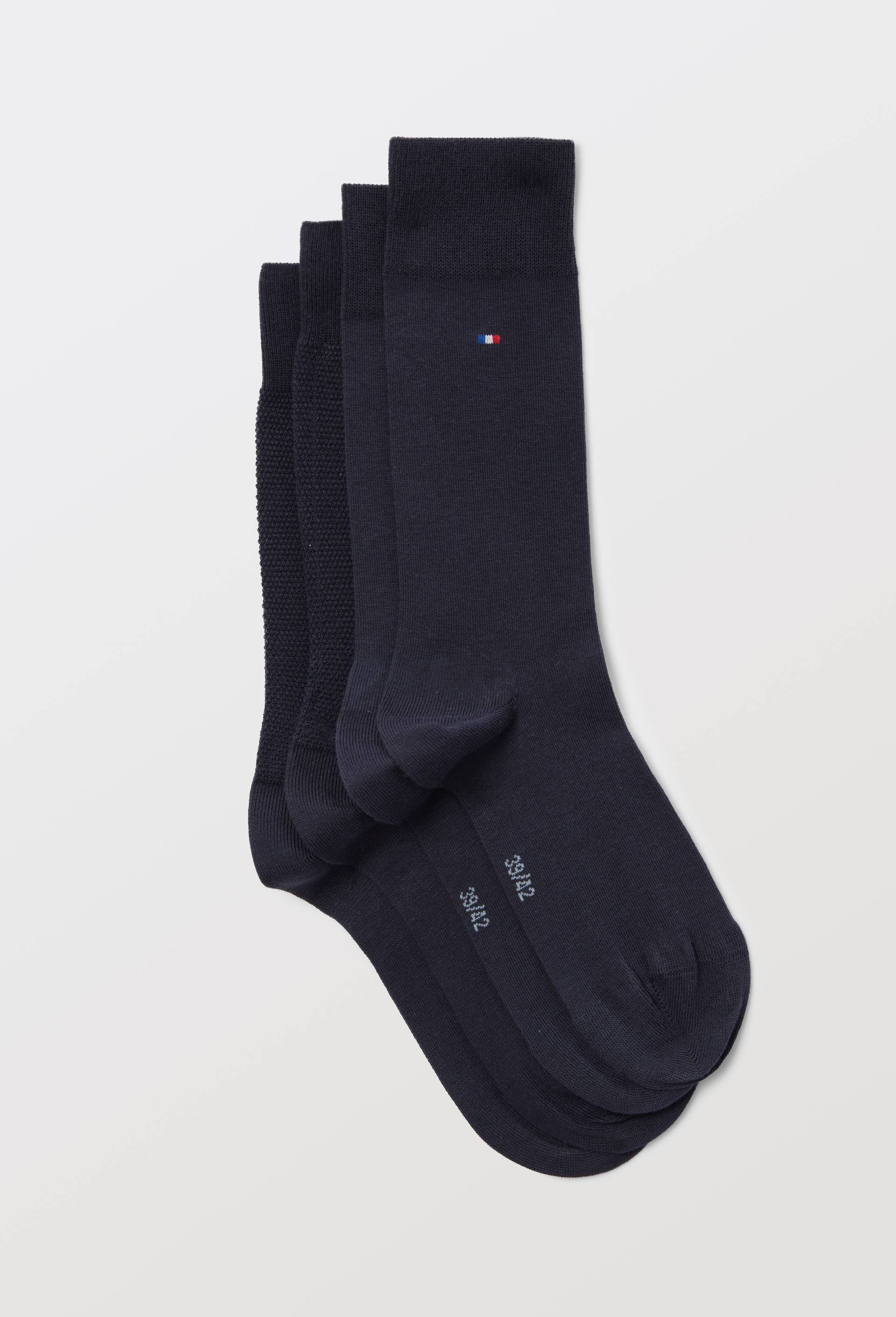 Lot de 2 paires de chaussettes unies en coton, Bleu fonc&eacute;, swatch image
