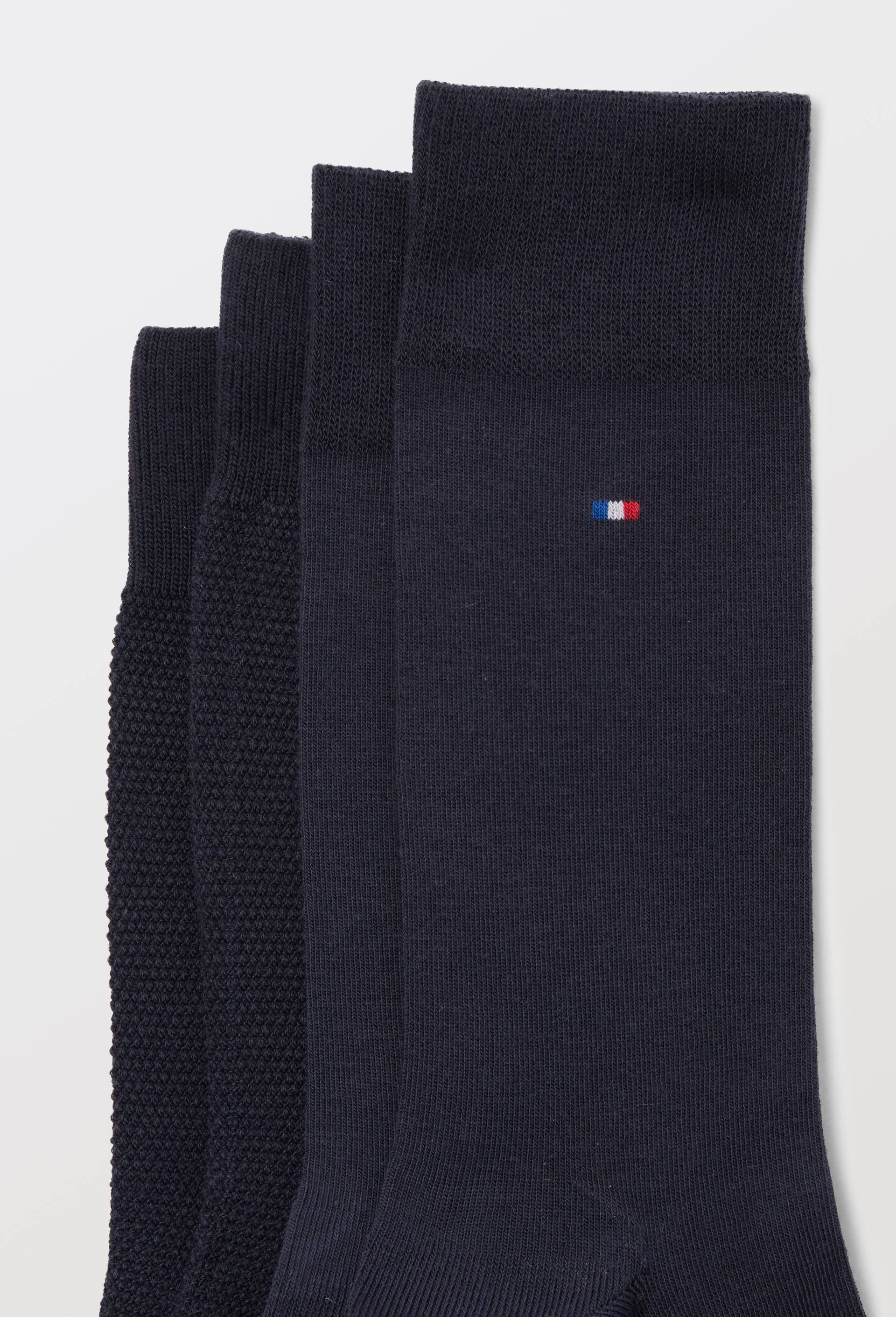 Lot de 2 paires de chaussettes unies en coton, Bleu fonc&eacute;, large image number 1.0