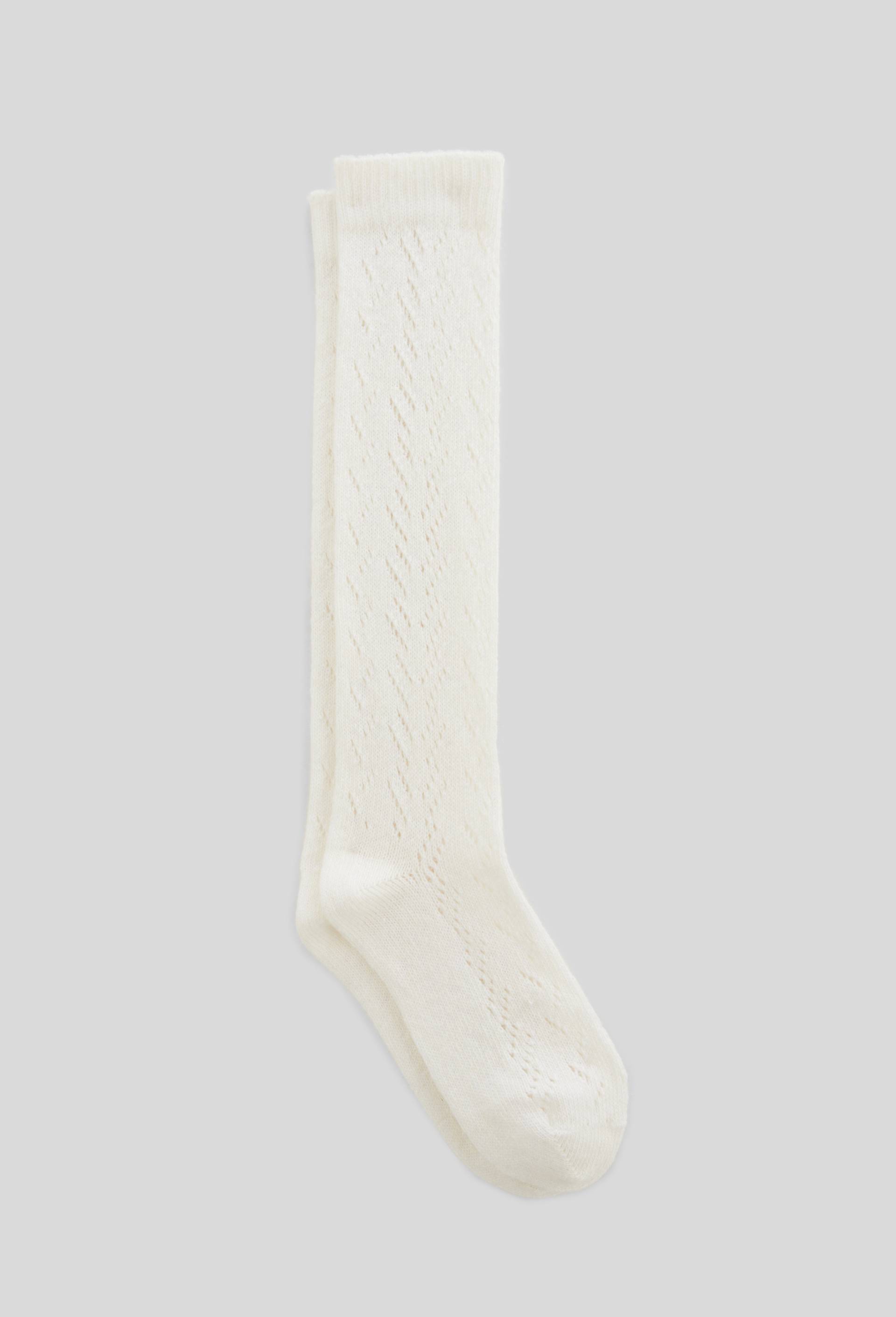 Paire de mi-bas ajour&eacute;s contenant du cachemire MONOPRIX, Ecru, swatch image