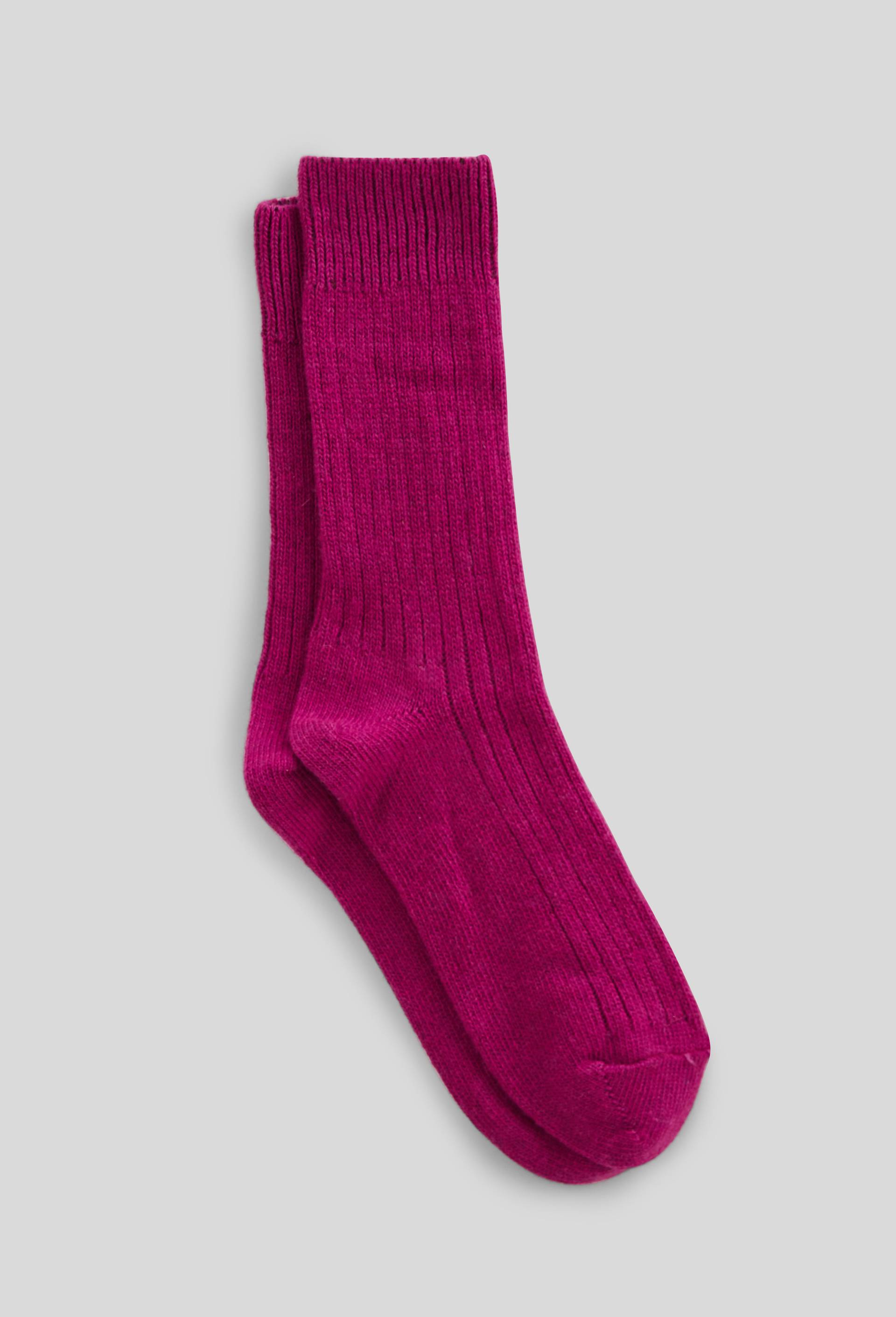 Paire de chaussettes contenant du cachemire Monoprix, Rose fonc&eacute;, large image number 0.0