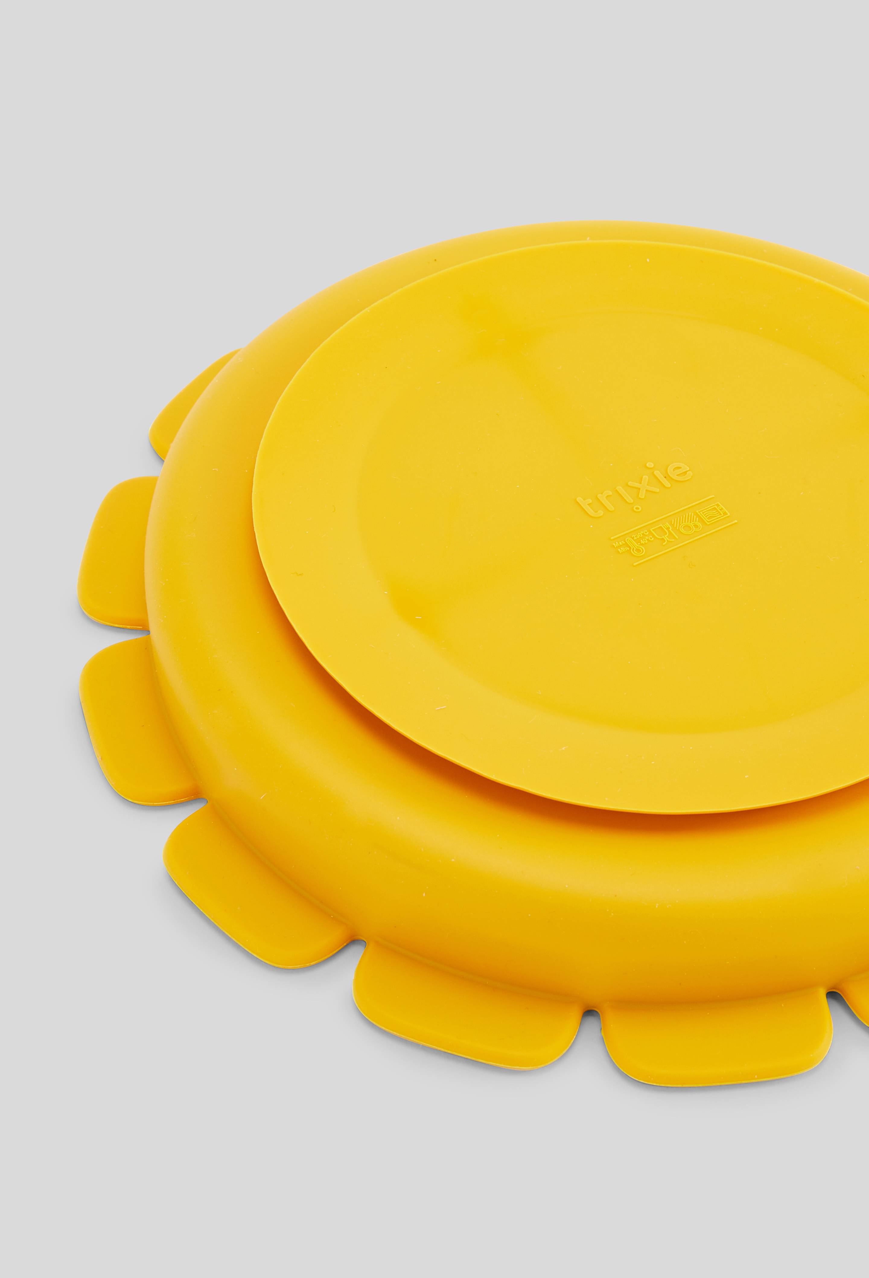 Assiette &agrave; compartiments en silicone, Jaune, large image number 1.0
